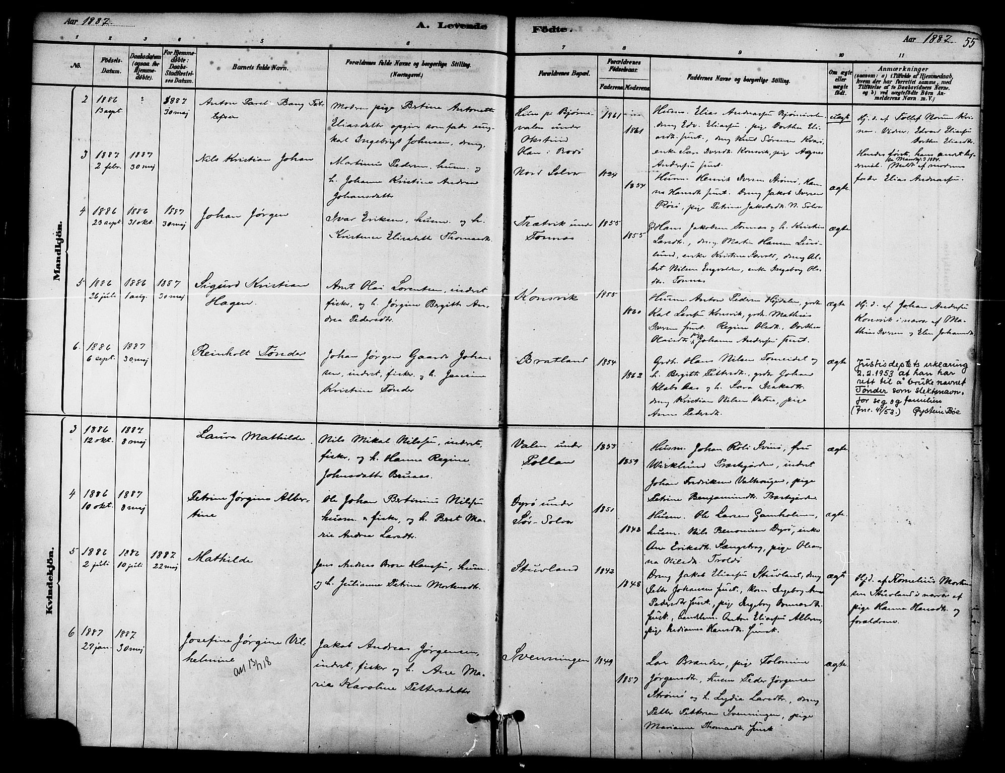 Ministerialprotokoller, klokkerbøker og fødselsregistre - Nordland, AV/SAT-A-1459/839/L0568: Parish register (official) no. 839A05, 1880-1902, p. 55