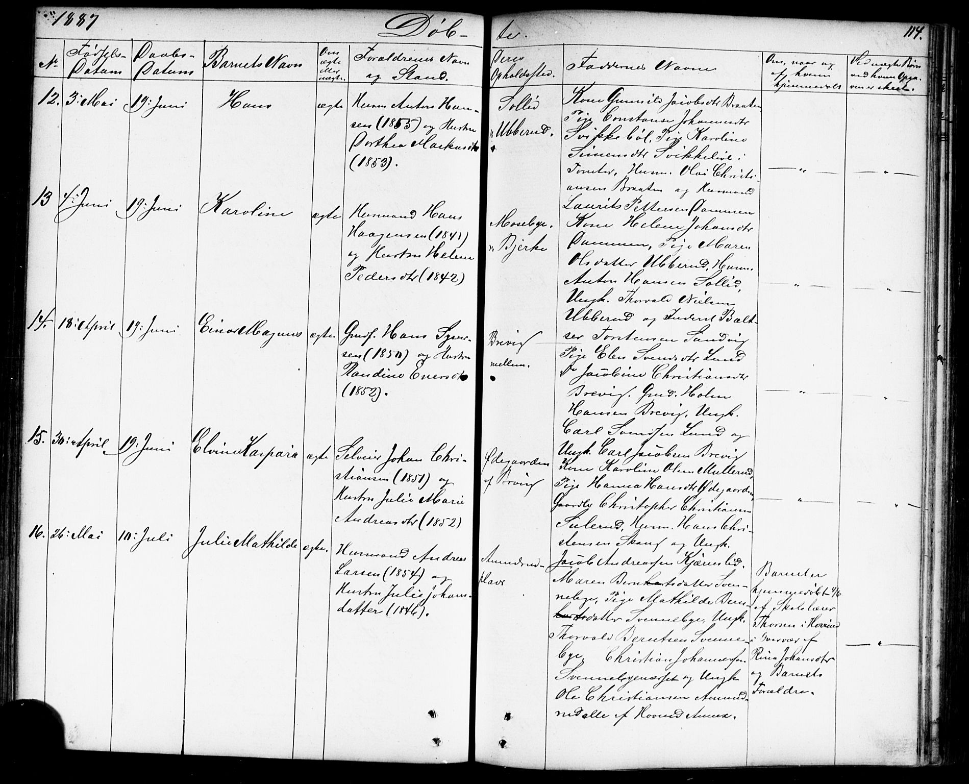 Enebakk prestekontor Kirkebøker, AV/SAO-A-10171c/G/Gb/L0001: Parish register (copy) no. II 1, 1859-1890, p. 114