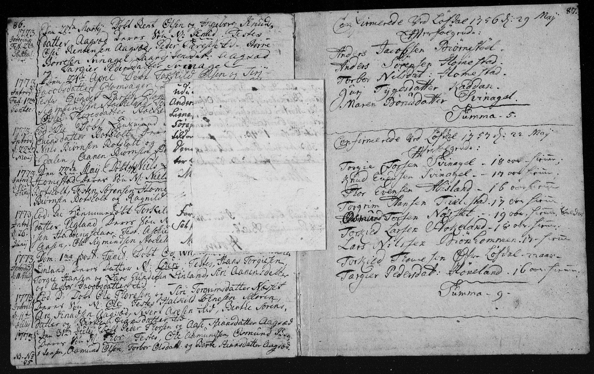 Holum sokneprestkontor, SAK/1111-0022/F/Fa/Fab/L0003: Parish register (official) no. A 3, 1752-1774, p. 86-87