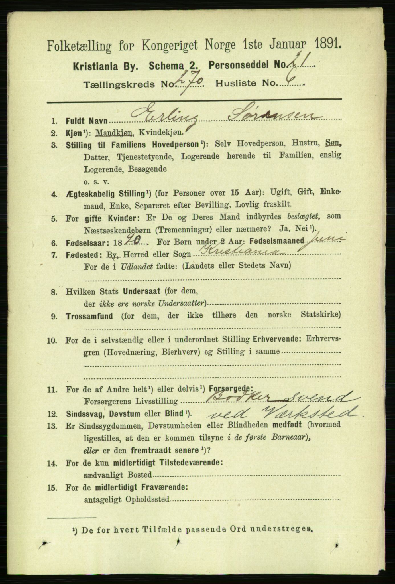 RA, 1891 census for 0301 Kristiania, 1891, p. 164163