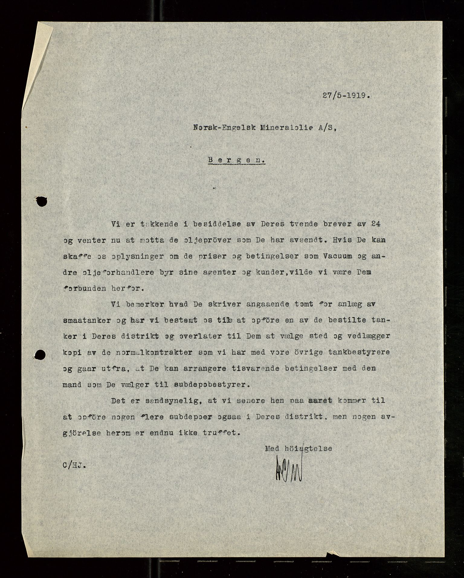 Pa 1521 - A/S Norske Shell, AV/SAST-A-101915/E/Ea/Eaa/L0007: Sjefskorrespondanse, 1919, p. 594