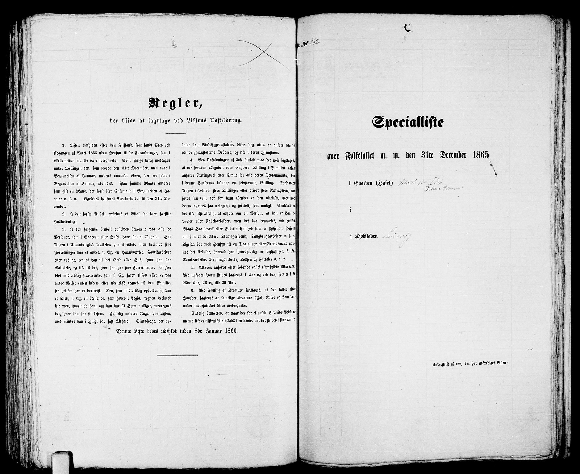 RA, 1865 census for Larvik, 1865, p. 582