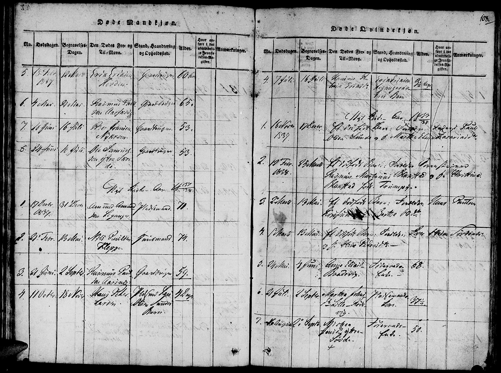 Ministerialprotokoller, klokkerbøker og fødselsregistre - Møre og Romsdal, SAT/A-1454/504/L0054: Parish register (official) no. 504A01, 1816-1861, p. 108