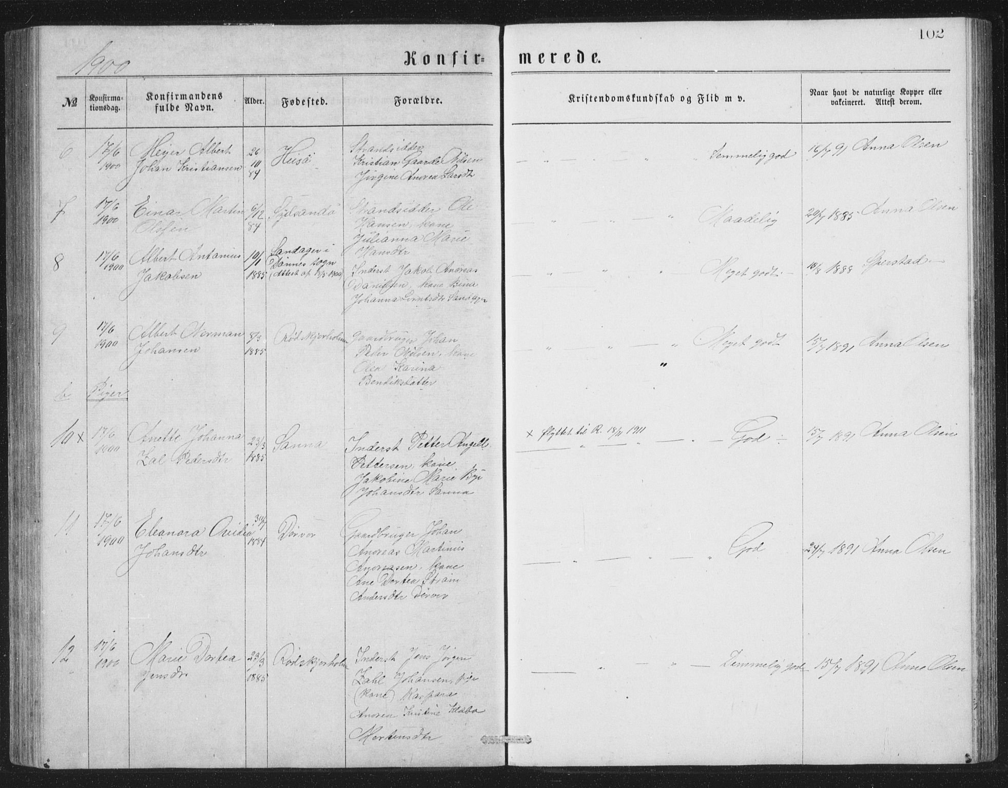 Ministerialprotokoller, klokkerbøker og fødselsregistre - Nordland, AV/SAT-A-1459/840/L0582: Parish register (copy) no. 840C02, 1874-1900, p. 102