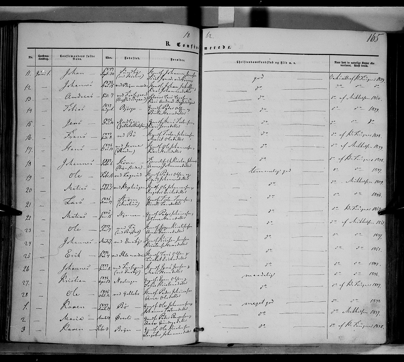 Øyer prestekontor, SAH/PREST-084/H/Ha/Haa/L0006: Parish register (official) no. 6, 1858-1874, p. 165