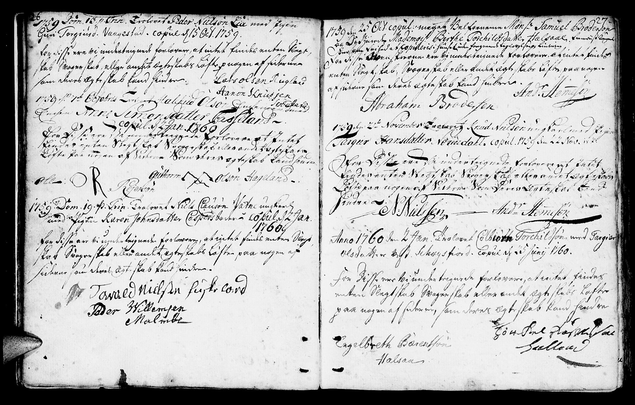 Mandal sokneprestkontor, AV/SAK-1111-0030/F/Fa/Faa/L0006: Parish register (official) no. A 6, 1755-1783, p. 26-27