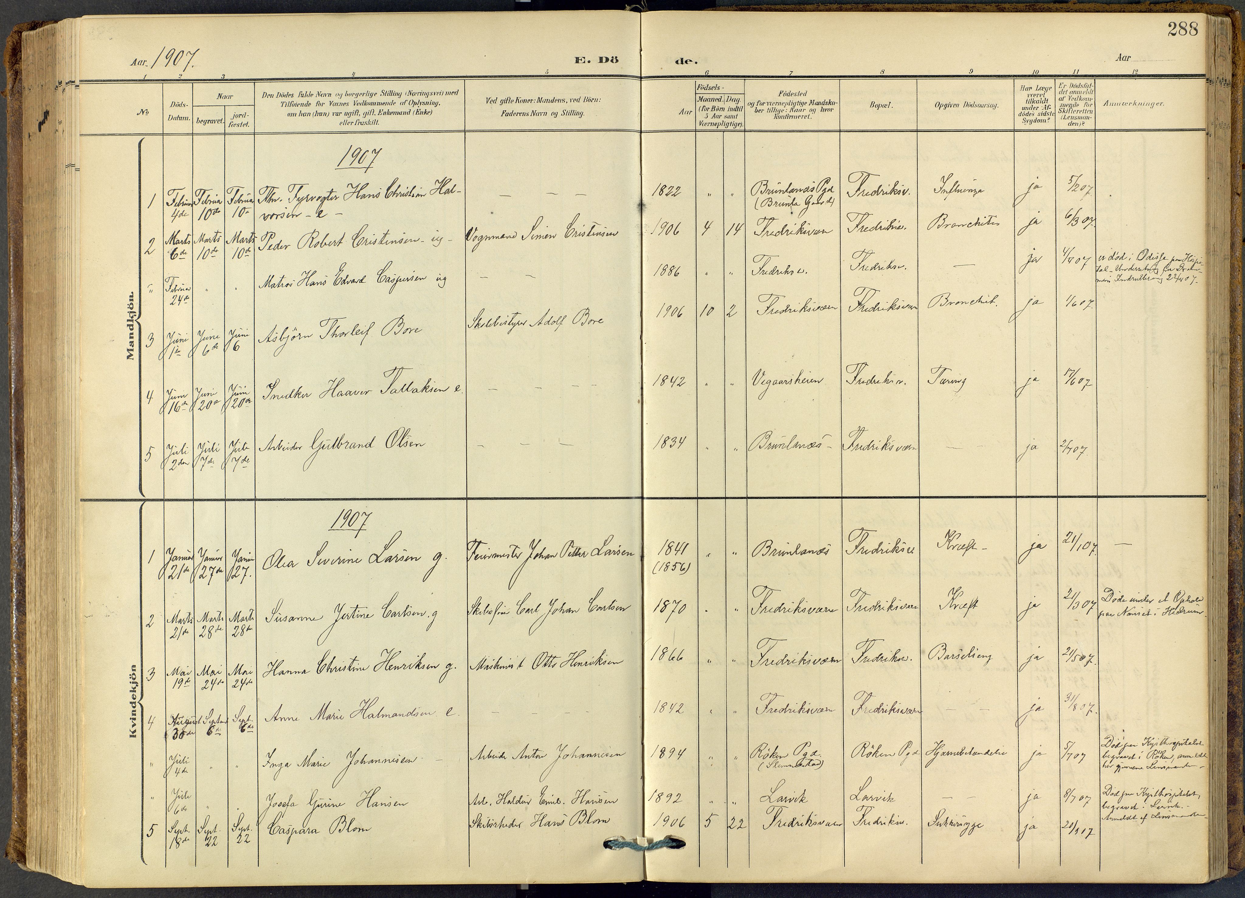 Stavern kirkebøker, SAKO/A-318/F/Fa/L0009: Parish register (official) no. 9, 1906-1955, p. 288