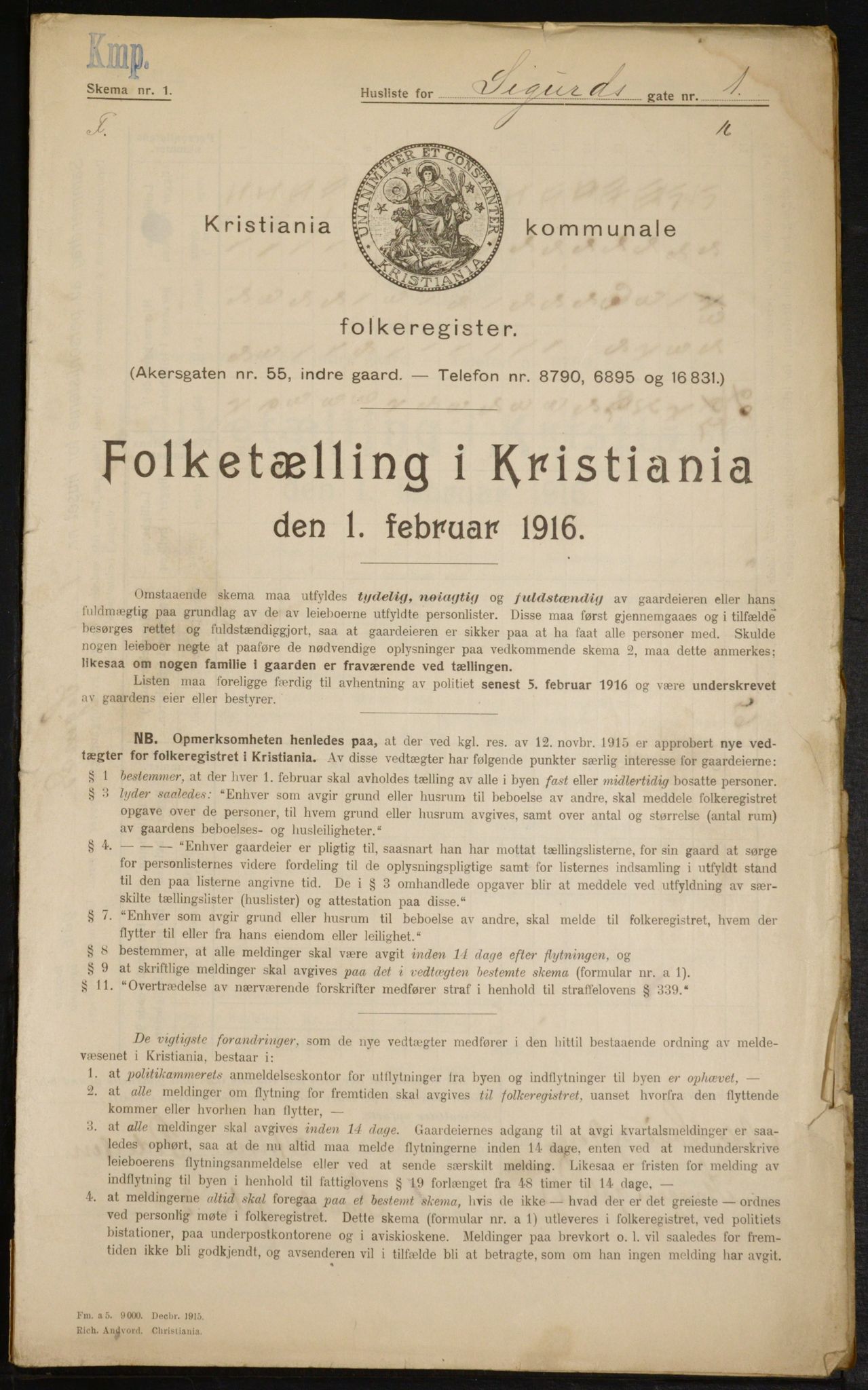 OBA, Municipal Census 1916 for Kristiania, 1916, p. 97188