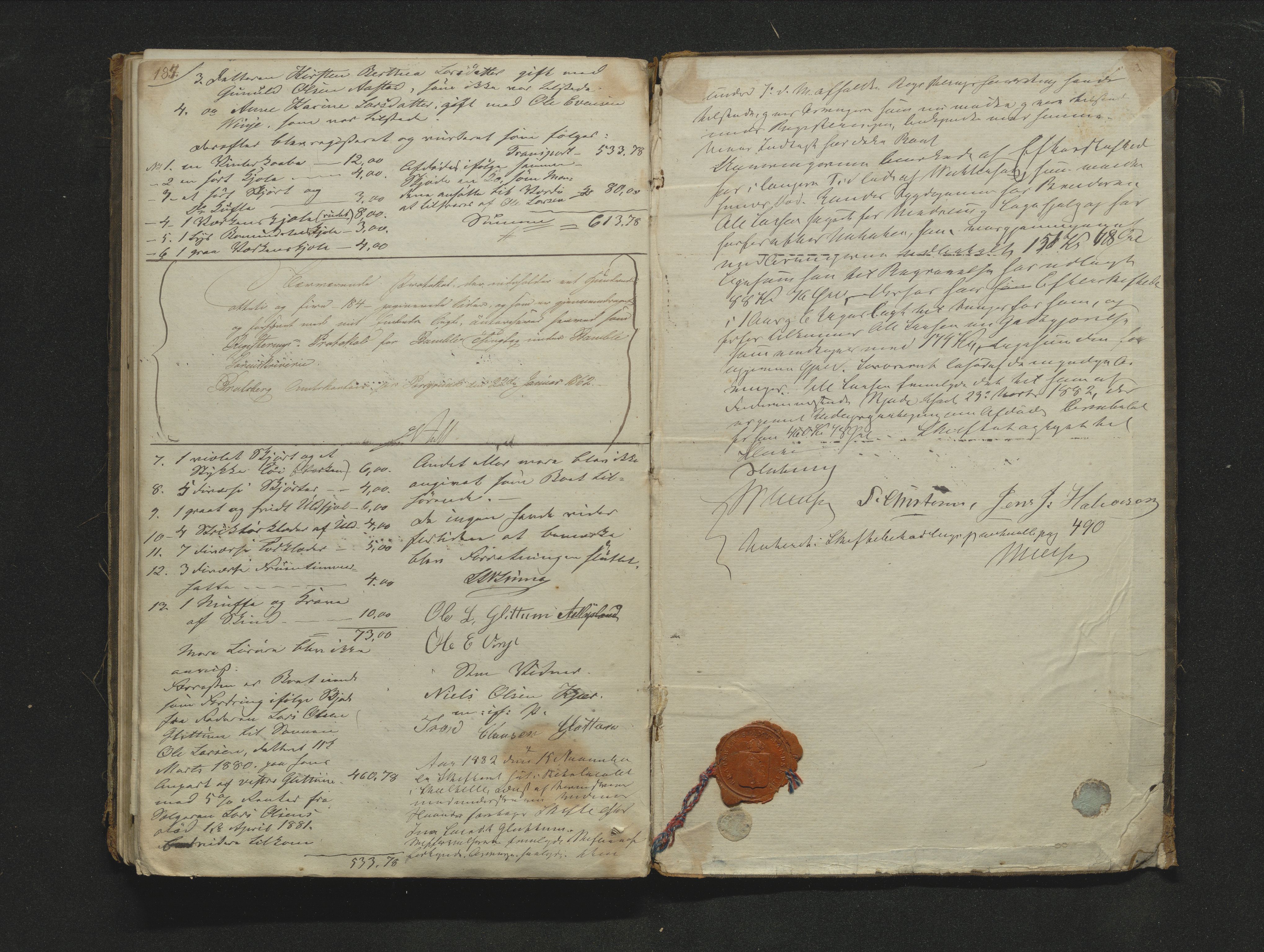 Bamble sorenskriveri, AV/SAKO-A-214/H/Hb/Hbb/Hbbb/L0002/0003: Skifteregisteringsprotokoll  / Skifteregisteringsprotokoll 5, 1862-1882, p. 184