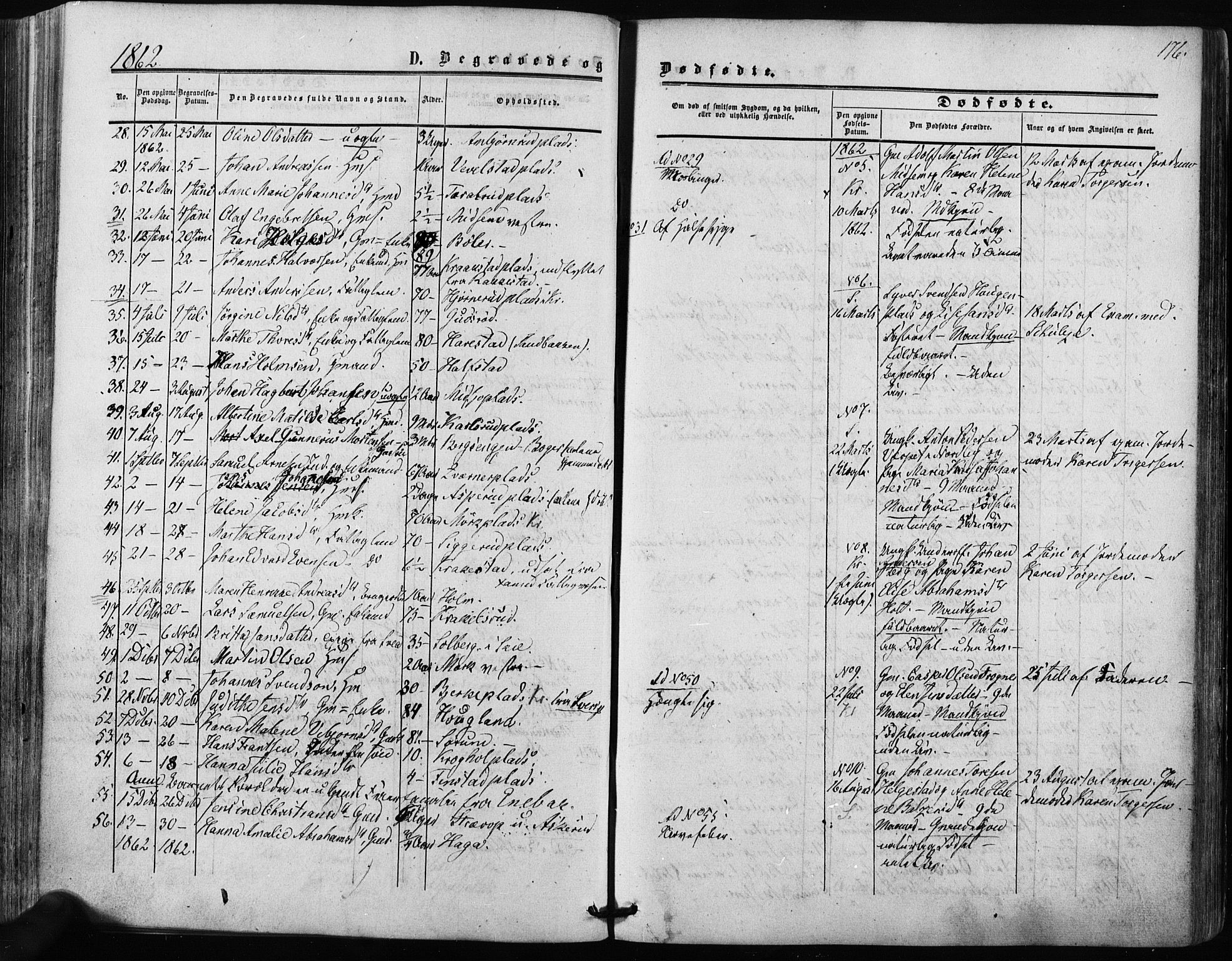 Kråkstad prestekontor Kirkebøker, SAO/A-10125a/F/Fa/L0007: Parish register (official) no. I 7, 1858-1870, p. 176
