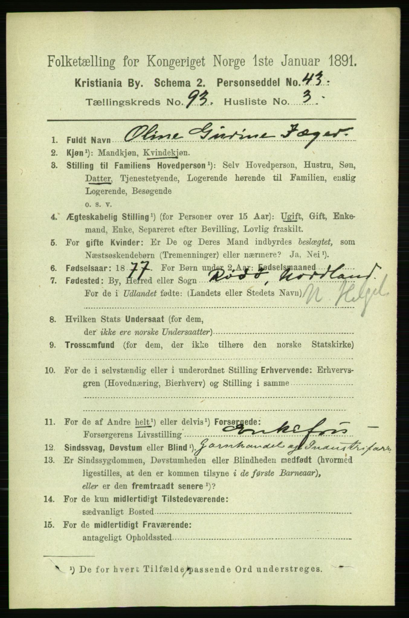 RA, 1891 census for 0301 Kristiania, 1891, p. 45599