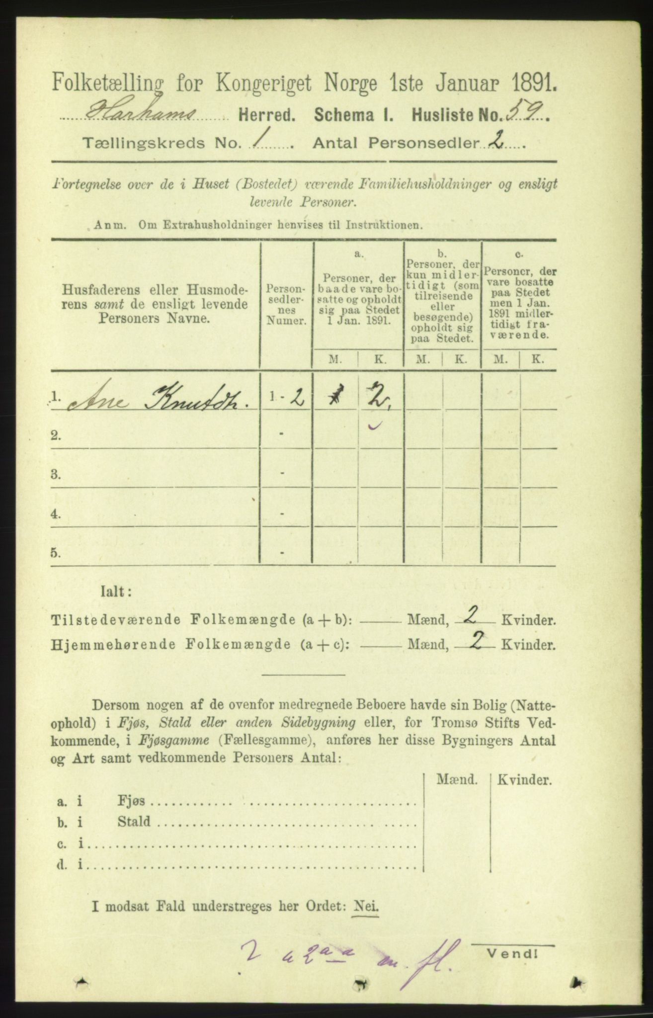 RA, 1891 census for 1534 Haram, 1891, p. 24