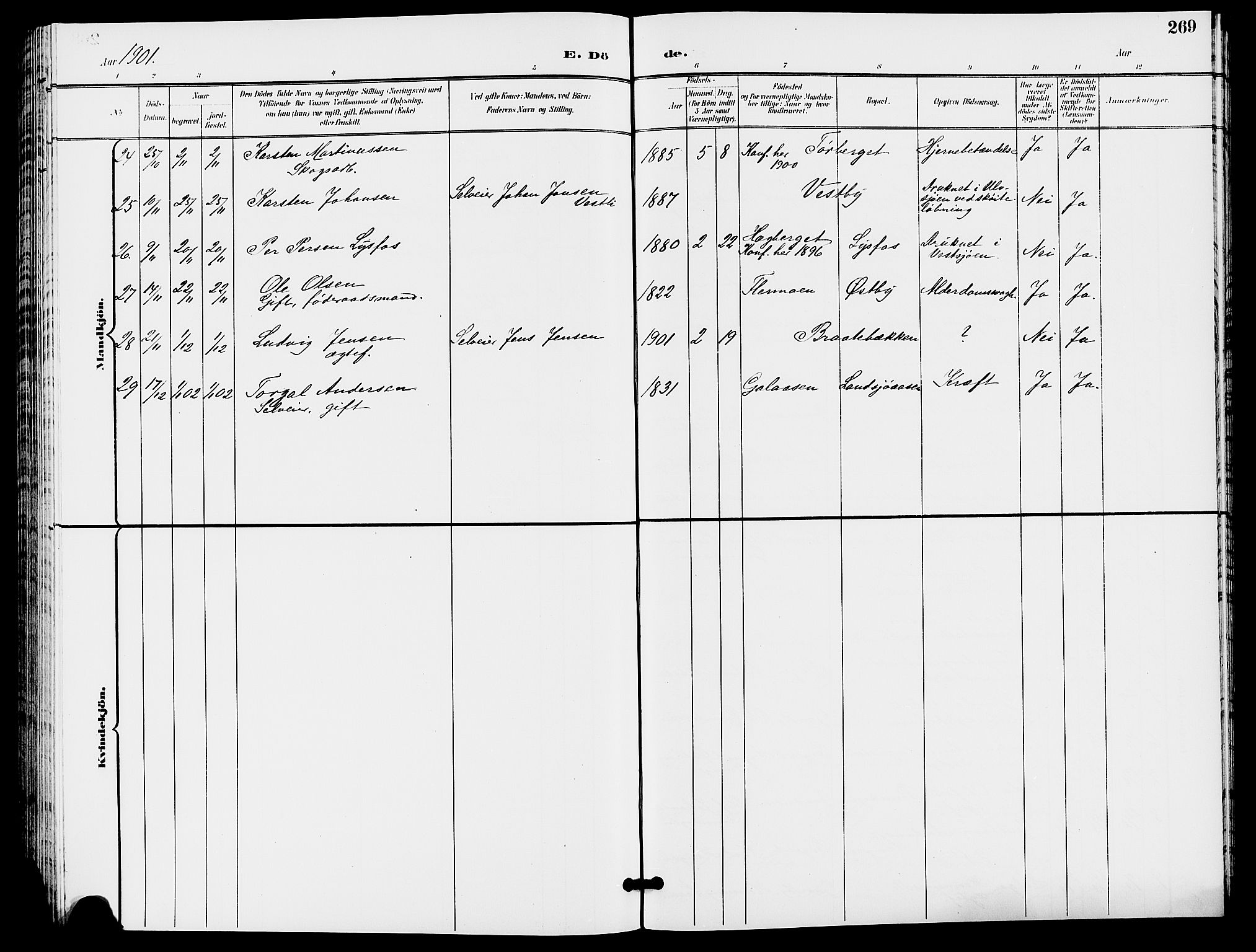 Trysil prestekontor, SAH/PREST-046/H/Ha/Hab/L0006: Parish register (copy) no. 6, 1896-1912, p. 269
