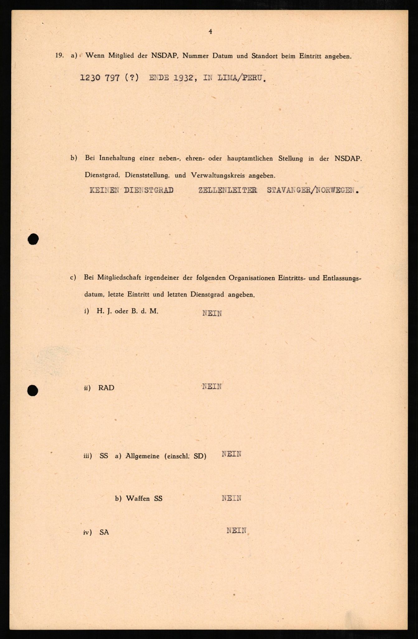 Forsvaret, Forsvarets overkommando II, RA/RAFA-3915/D/Db/L0006: CI Questionaires. Tyske okkupasjonsstyrker i Norge. Tyskere., 1945-1946, p. 62