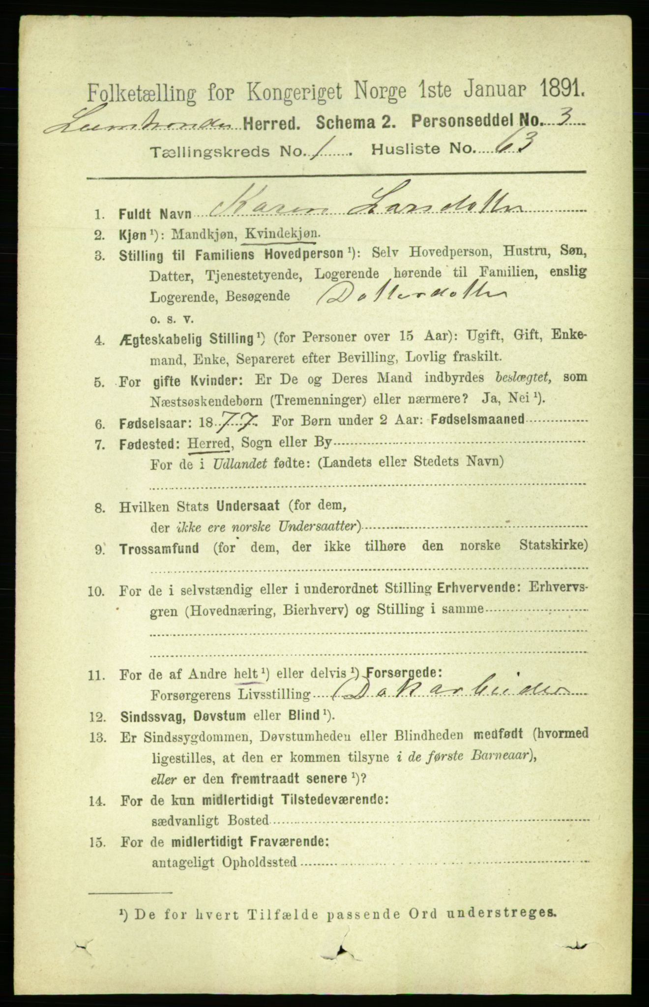 RA, 1891 census for 1654 Leinstrand, 1891, p. 417