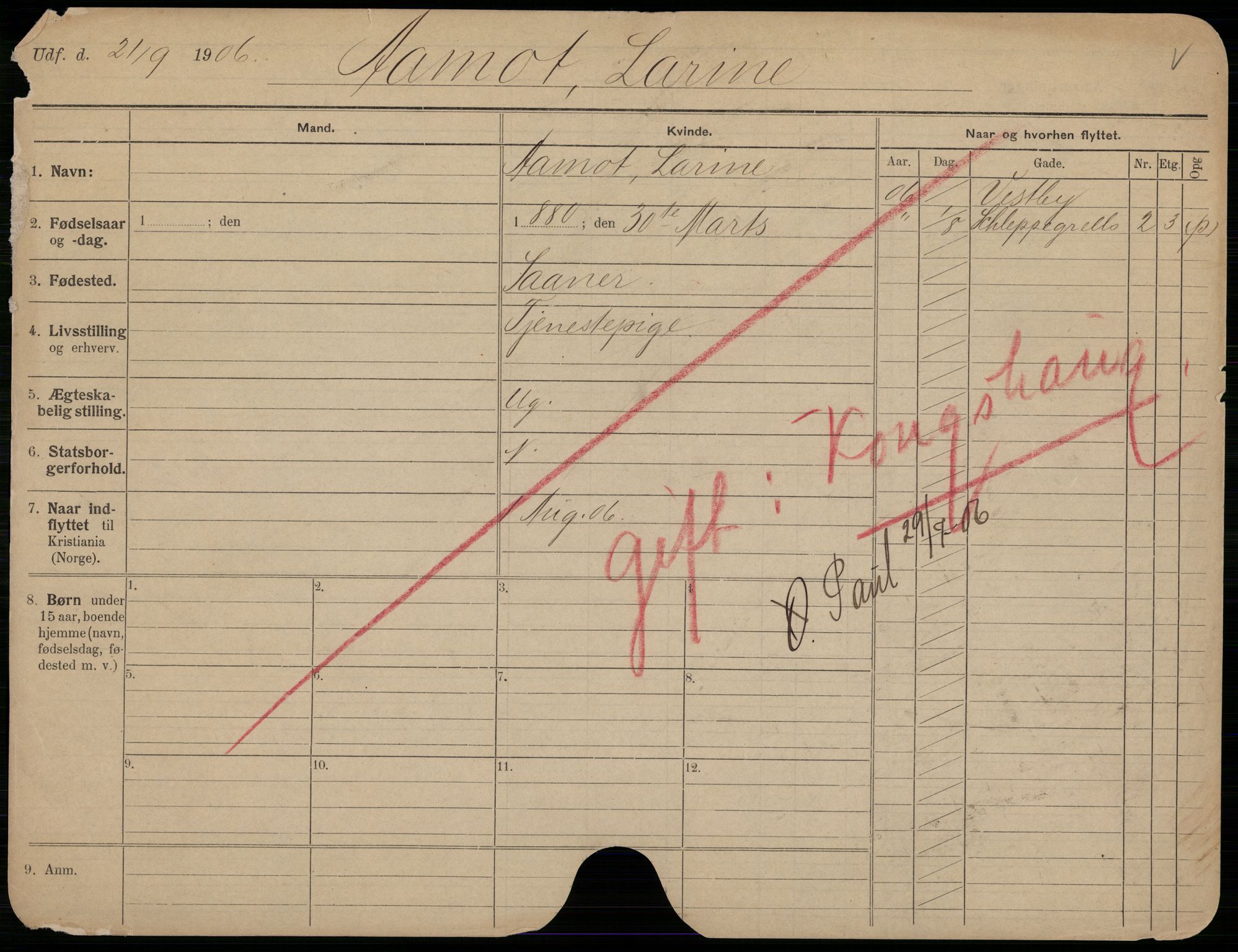 Oslo folkeregister, Registerkort, AV/SAO-A-11715/K/Kb/L0001: A - J, 1906