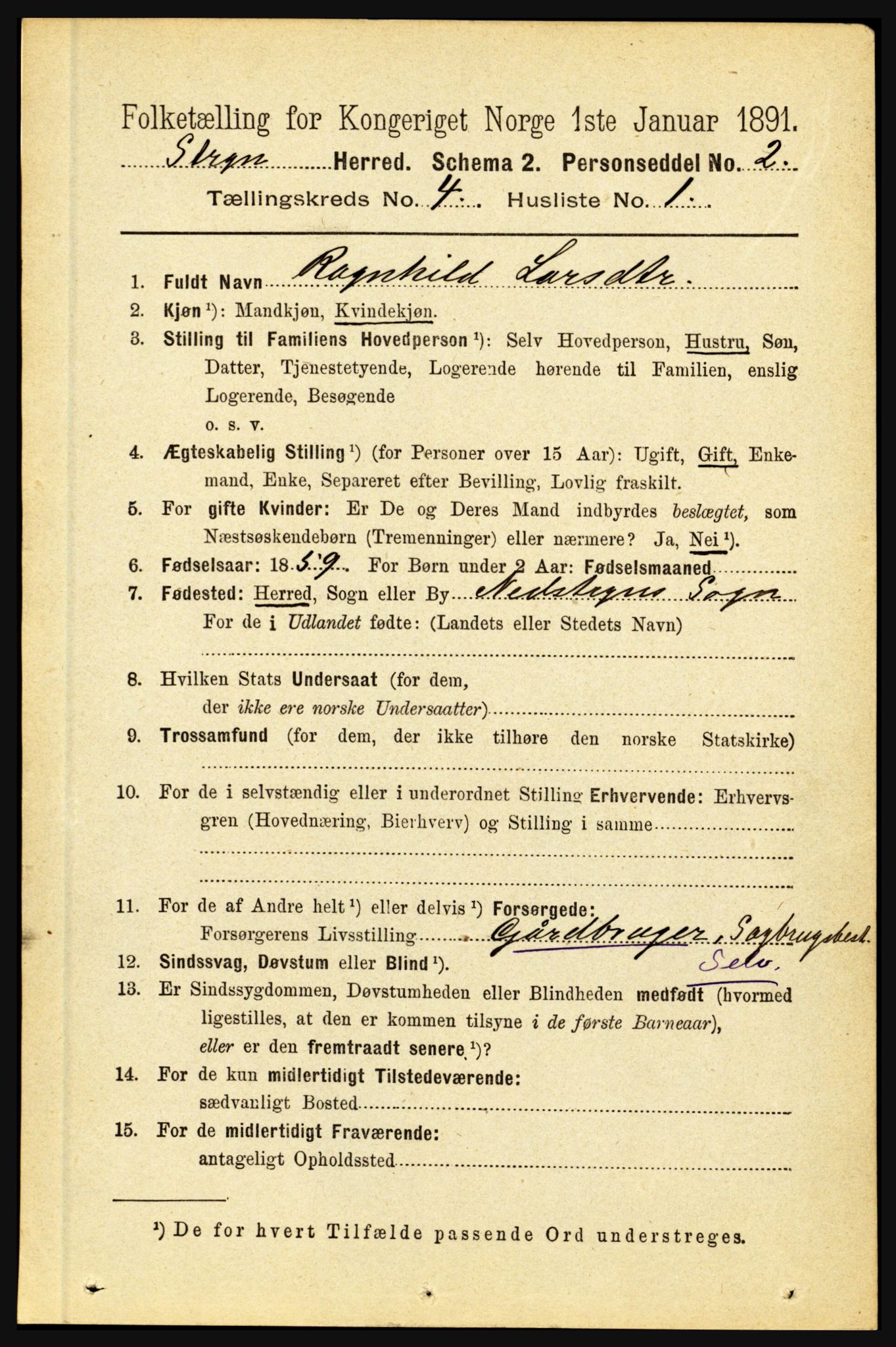 RA, 1891 census for 1448 Stryn, 1891, p. 1636