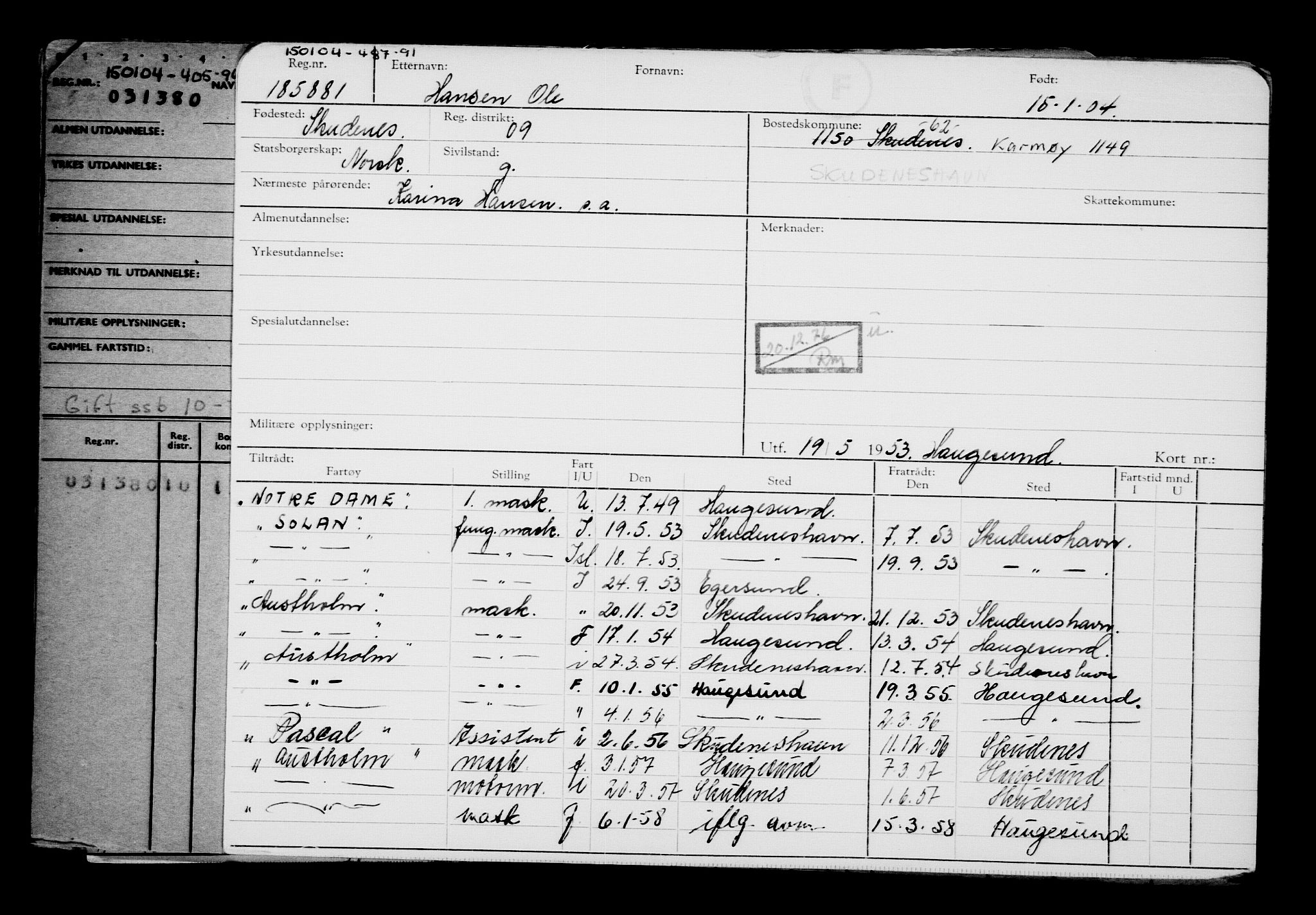 Direktoratet for sjømenn, AV/RA-S-3545/G/Gb/L0052: Hovedkort, 1904, p. 151