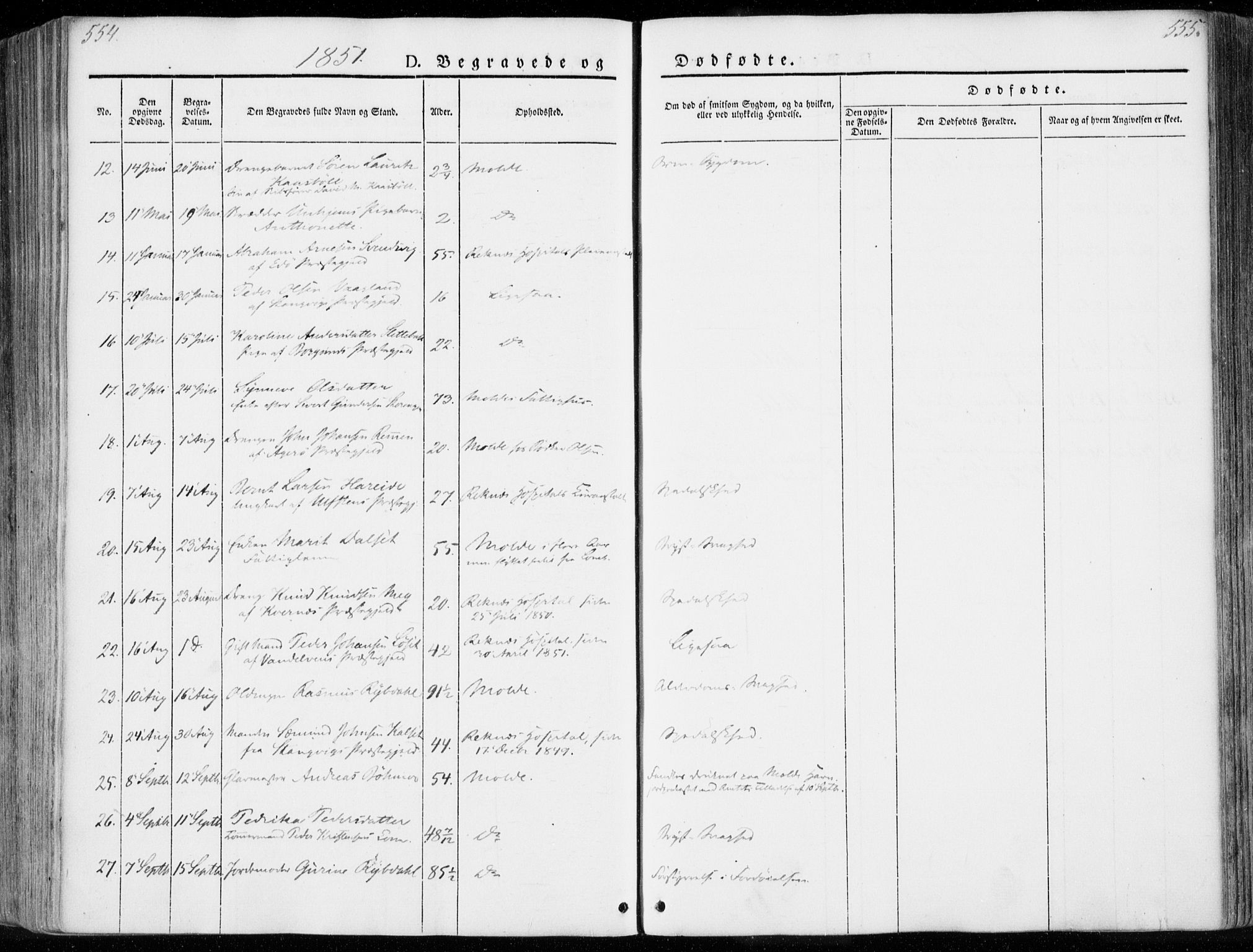 Ministerialprotokoller, klokkerbøker og fødselsregistre - Møre og Romsdal, SAT/A-1454/558/L0689: Parish register (official) no. 558A03, 1843-1872, p. 554-555