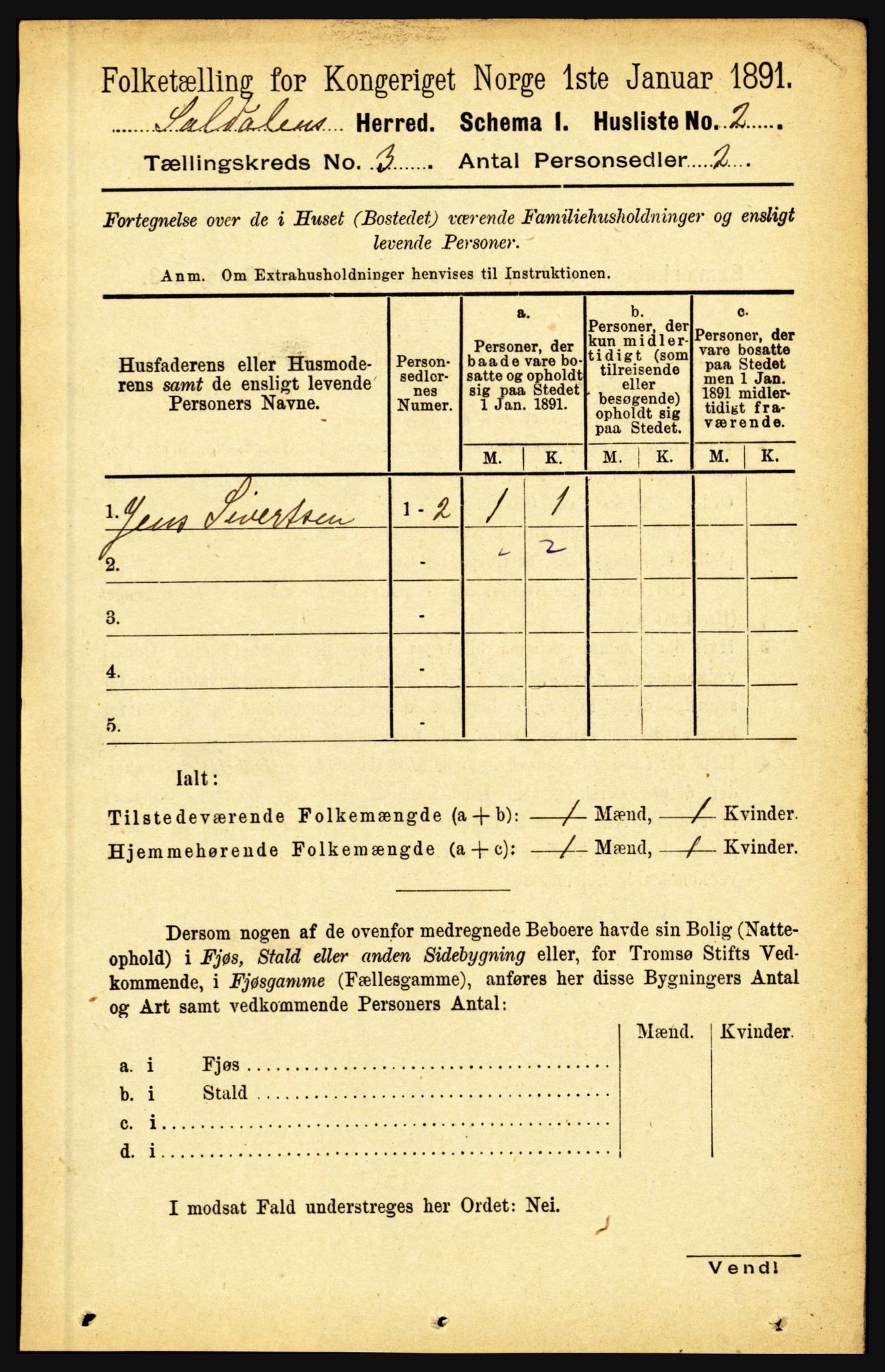 RA, 1891 census for 1840 Saltdal, 1891, p. 1572