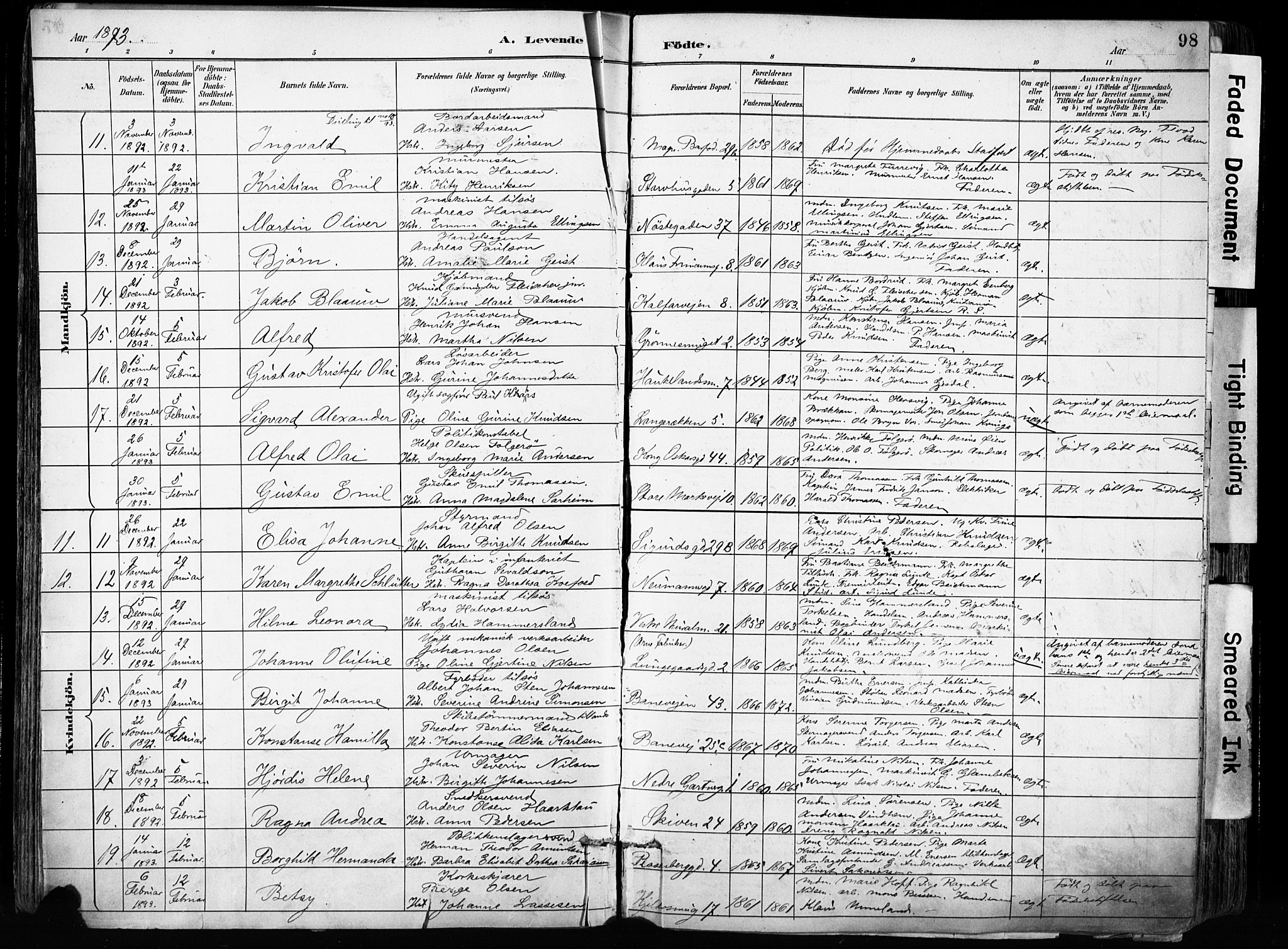Domkirken sokneprestembete, SAB/A-74801/H/Haa/L0024: Parish register (official) no. B 7, 1888-1903, p. 98