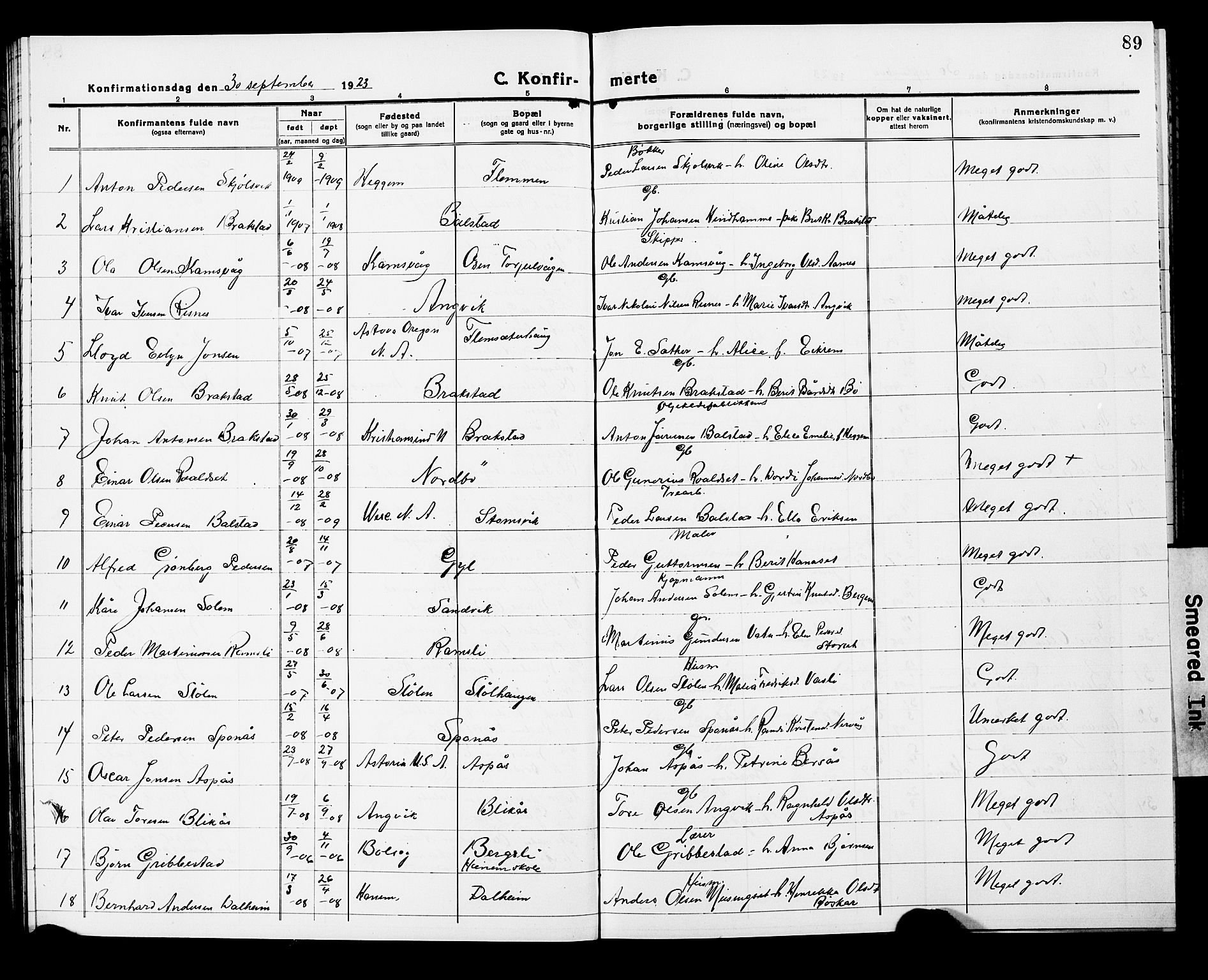 Ministerialprotokoller, klokkerbøker og fødselsregistre - Møre og Romsdal, SAT/A-1454/586/L0994: Parish register (copy) no. 586C05, 1919-1927, p. 89