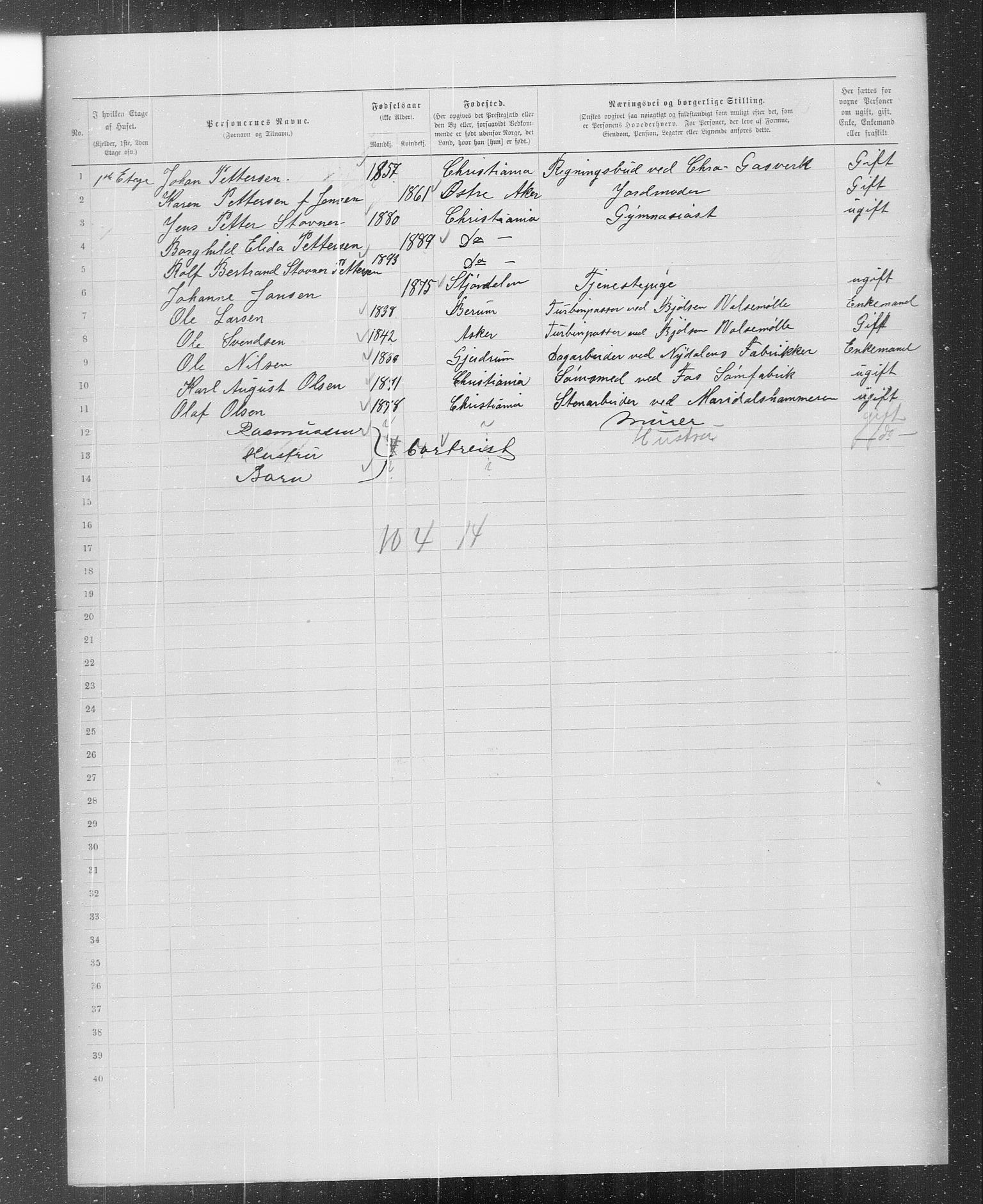 OBA, Municipal Census 1899 for Kristiania, 1899, p. 1306