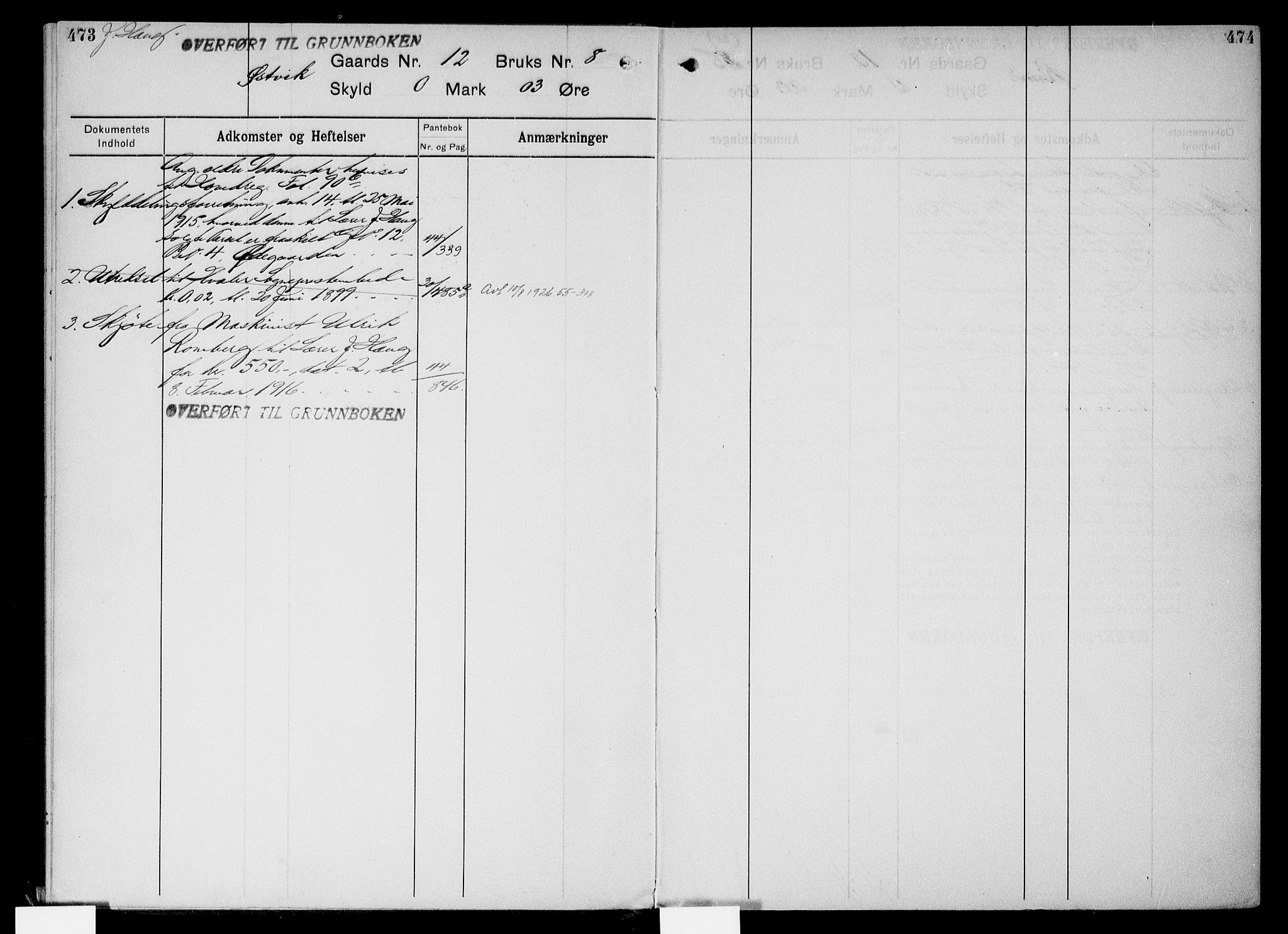Onsøy sorenskriveri, AV/SAO-A-10474/G/Gb/Gbc/L0003: Mortgage register no. III 3, 1913, p. 473-474