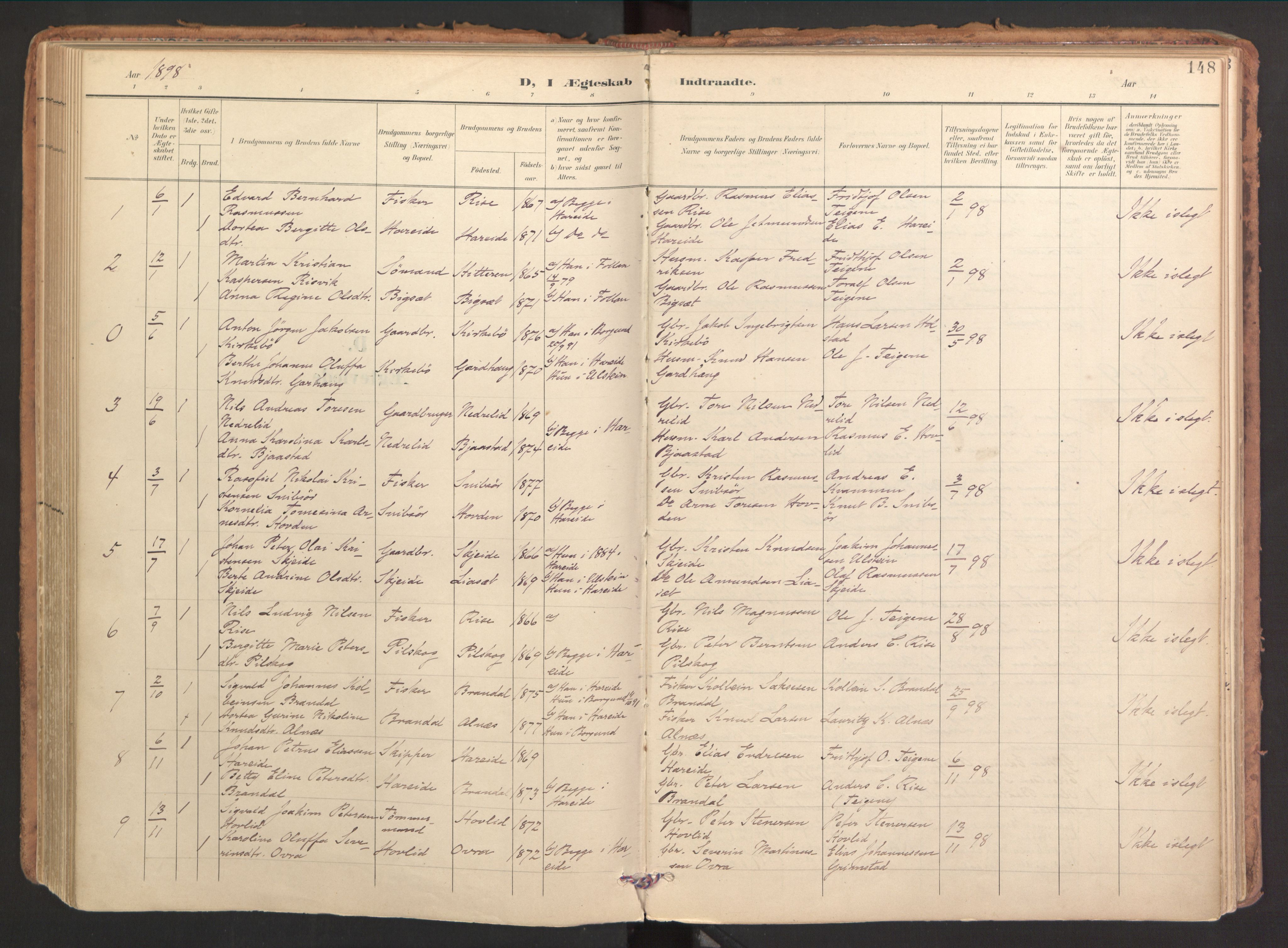 Ministerialprotokoller, klokkerbøker og fødselsregistre - Møre og Romsdal, SAT/A-1454/510/L0123: Parish register (official) no. 510A03, 1898-1922, p. 148