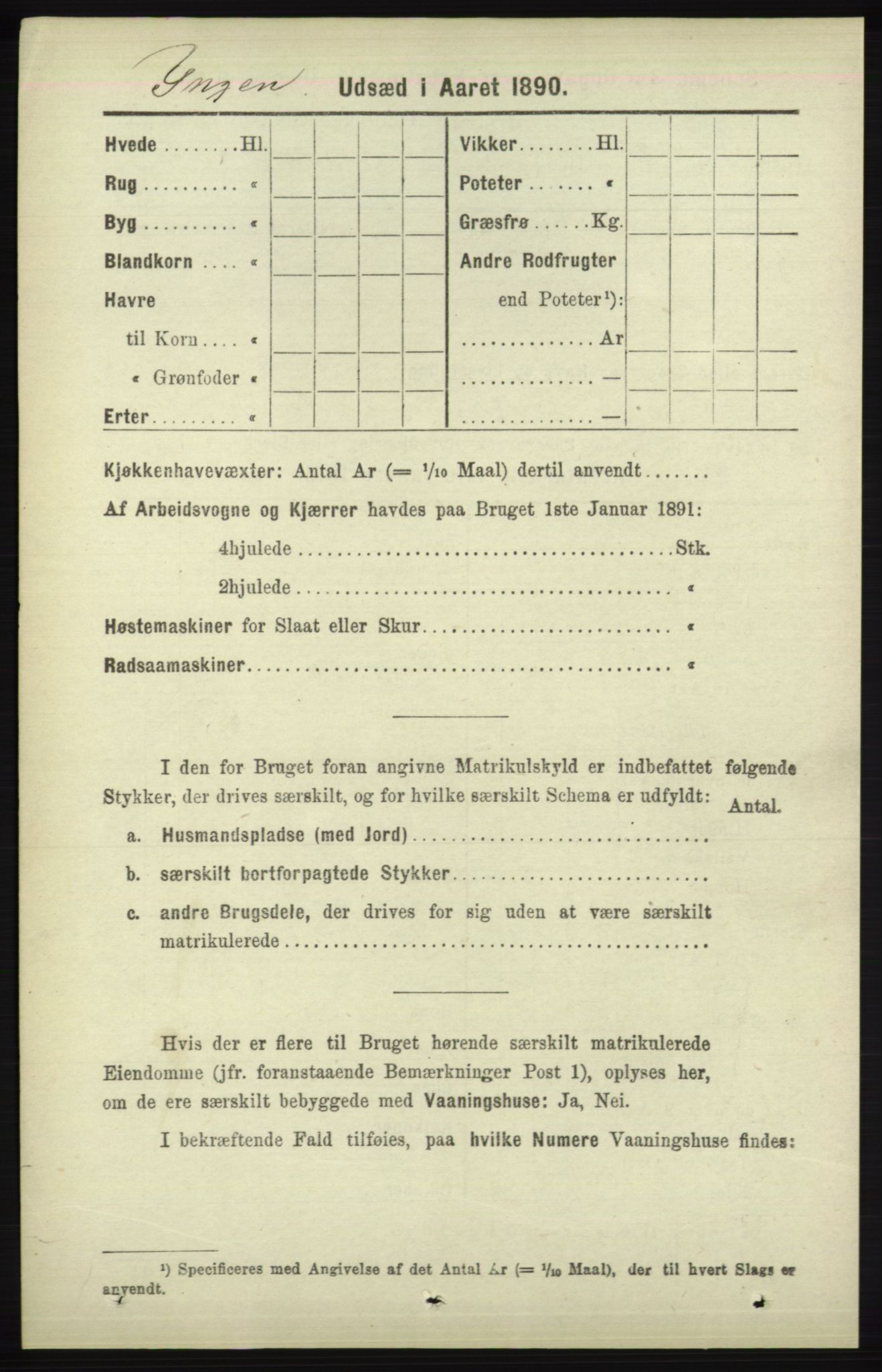 RA, 1891 census for 1041 Vanse, 1891, p. 7967