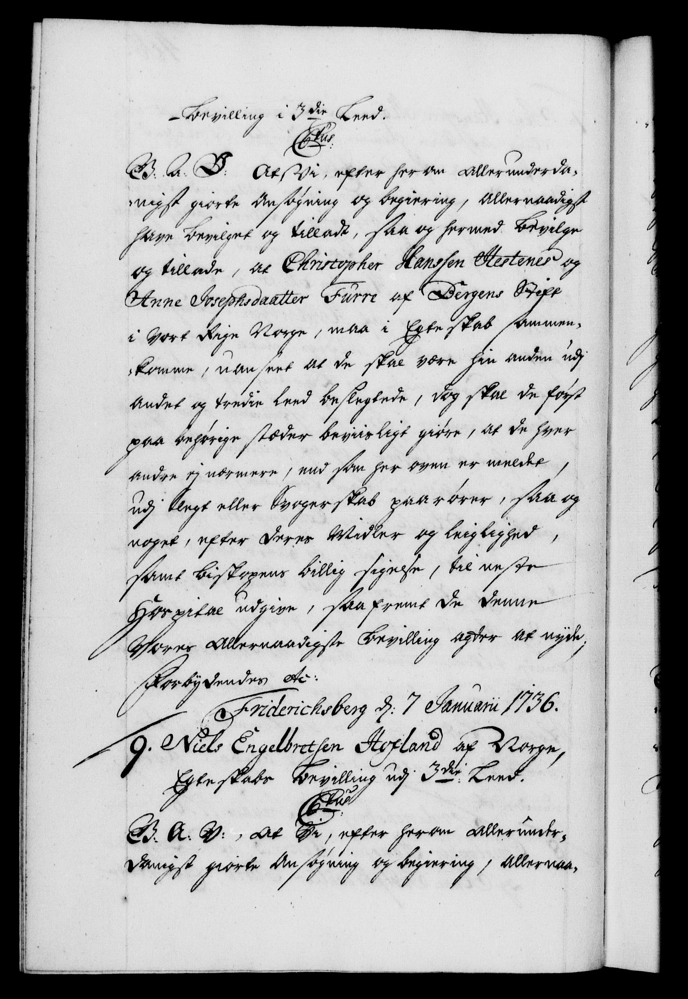 Danske Kanselli 1572-1799, RA/EA-3023/F/Fc/Fca/Fcaa/L0029: Norske registre, 1735-1736, p. 400b