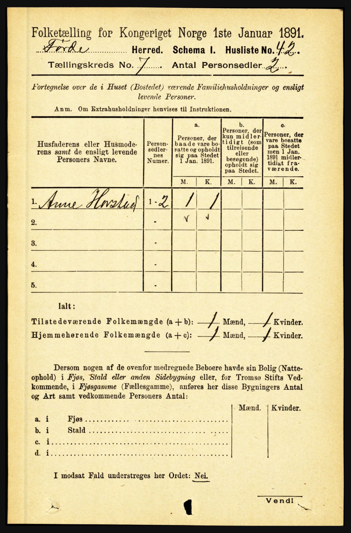 RA, 1891 census for 1432 Førde, 1891, p. 2486