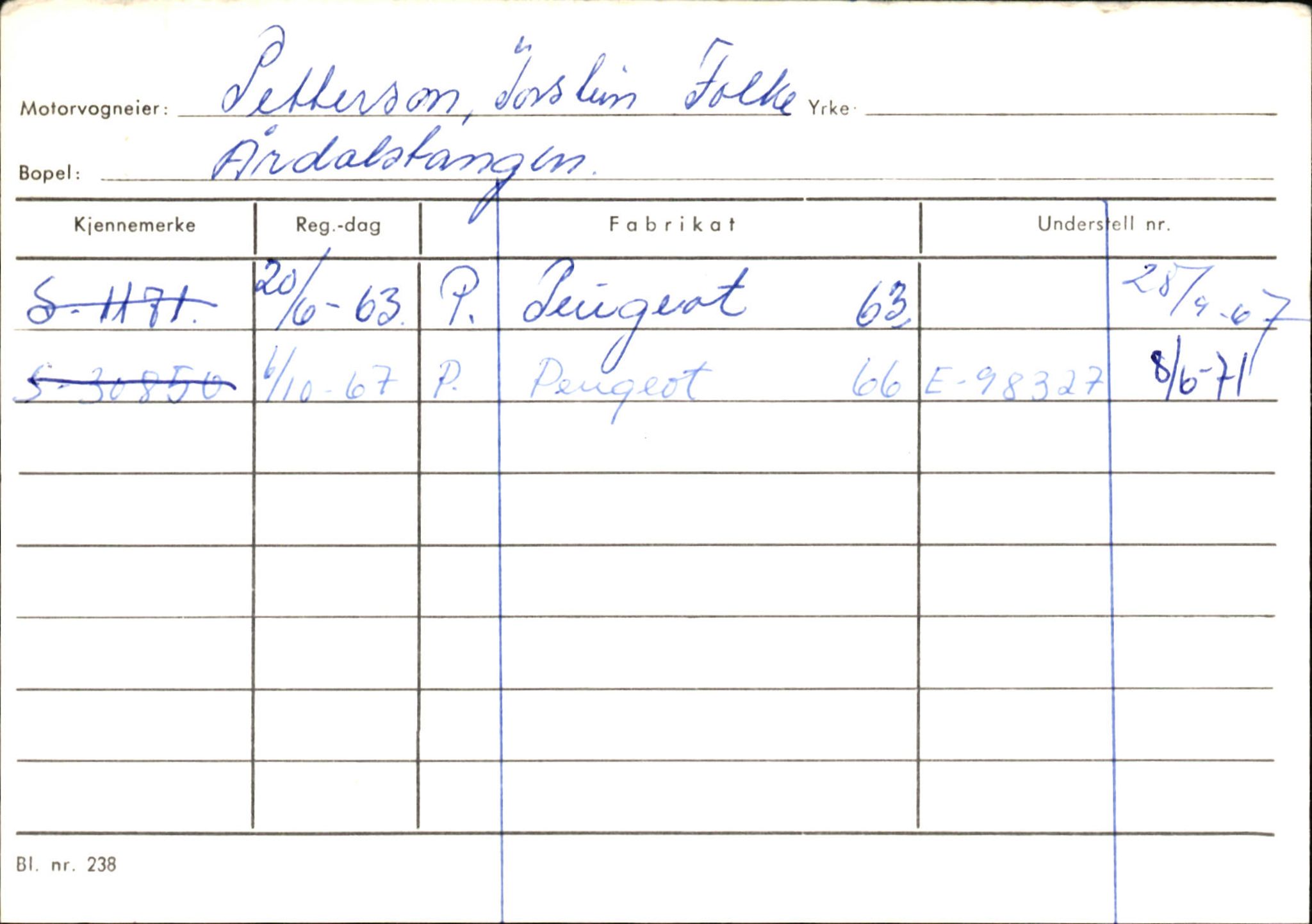 Statens vegvesen, Sogn og Fjordane vegkontor, SAB/A-5301/4/F/L0145: Registerkort Vågsøy S-Å. Årdal I-P, 1945-1975, p. 2372
