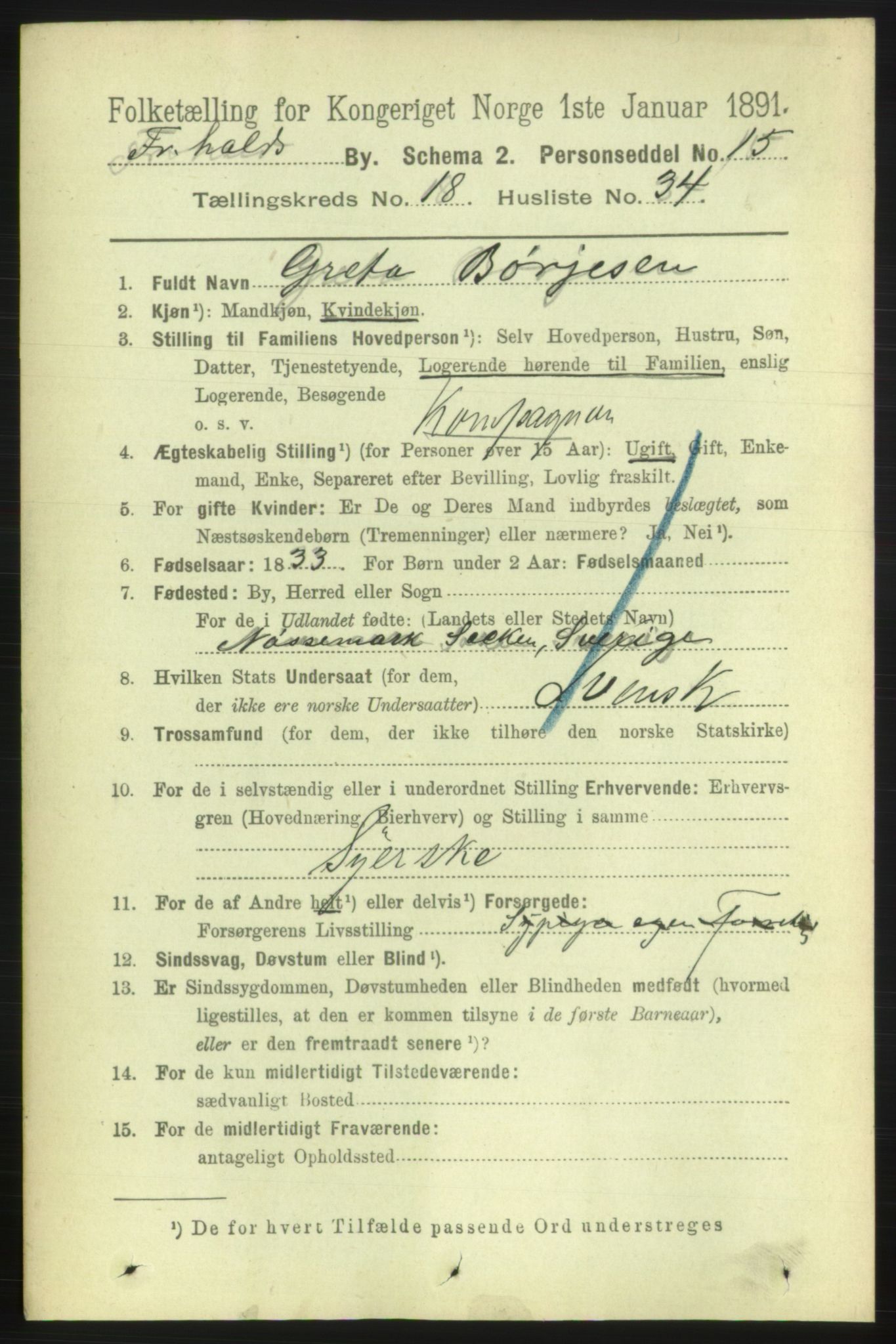 RA, 1891 census for 0101 Fredrikshald, 1891, p. 11857