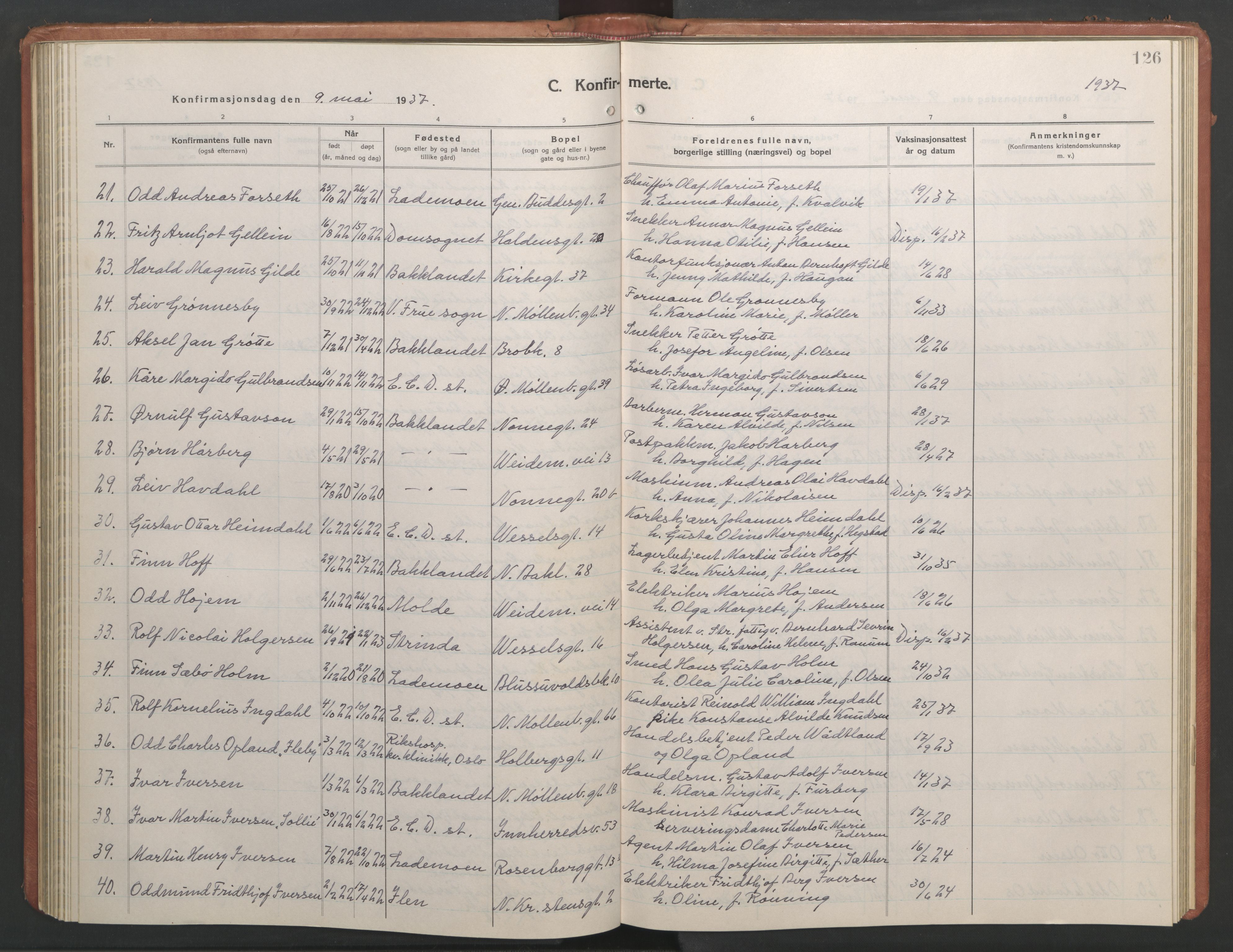 Ministerialprotokoller, klokkerbøker og fødselsregistre - Sør-Trøndelag, SAT/A-1456/604/L0228: Parish register (copy) no. 604C11, 1928-1950, p. 126