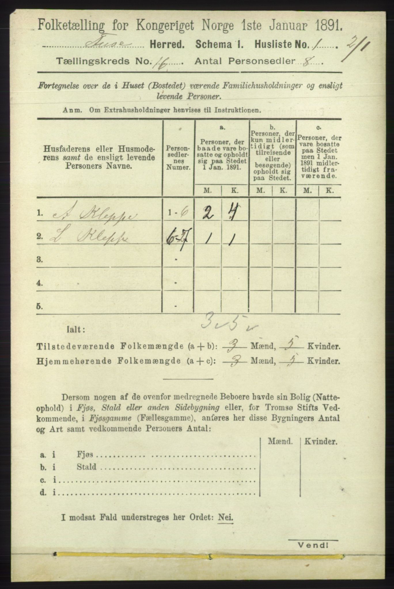 RA, 1891 census for 1241 Fusa, 1891, p. 3568