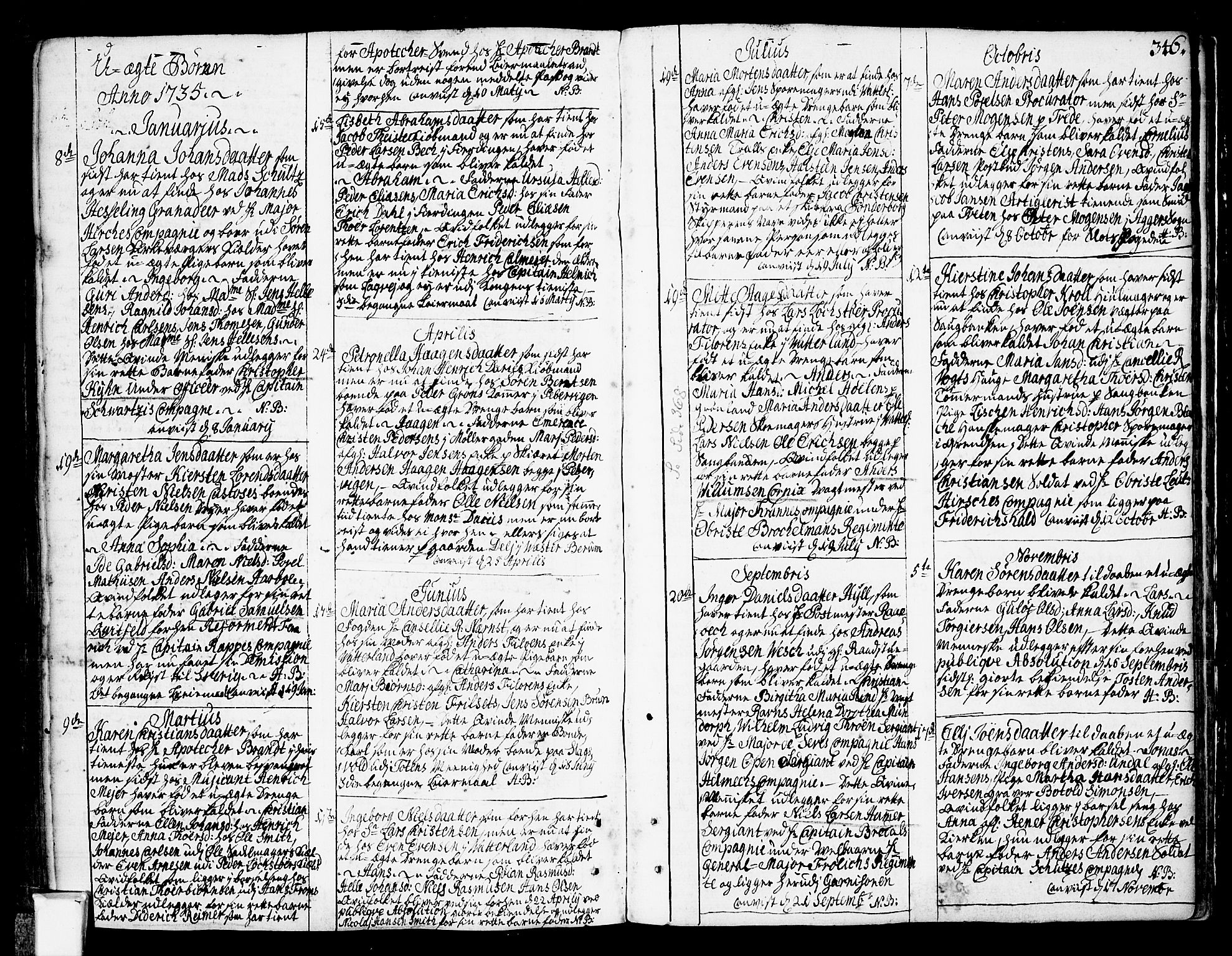 Oslo domkirke Kirkebøker, SAO/A-10752/F/Fa/L0003: Parish register (official) no. 3, 1731-1743, p. 346