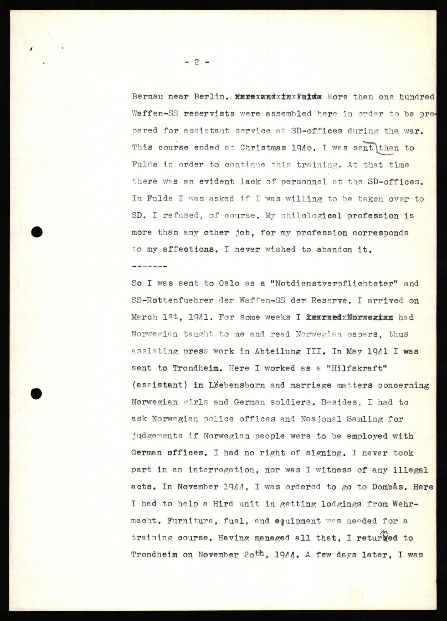 Forsvaret, Forsvarets overkommando II, AV/RA-RAFA-3915/D/Db/L0027: CI Questionaires. Tyske okkupasjonsstyrker i Norge. Tyskere., 1945-1946, p. 266