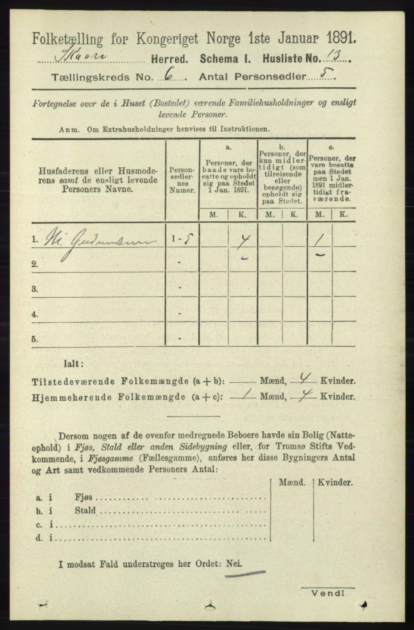 RA, 1891 census for 1153 Skåre, 1891, p. 2383