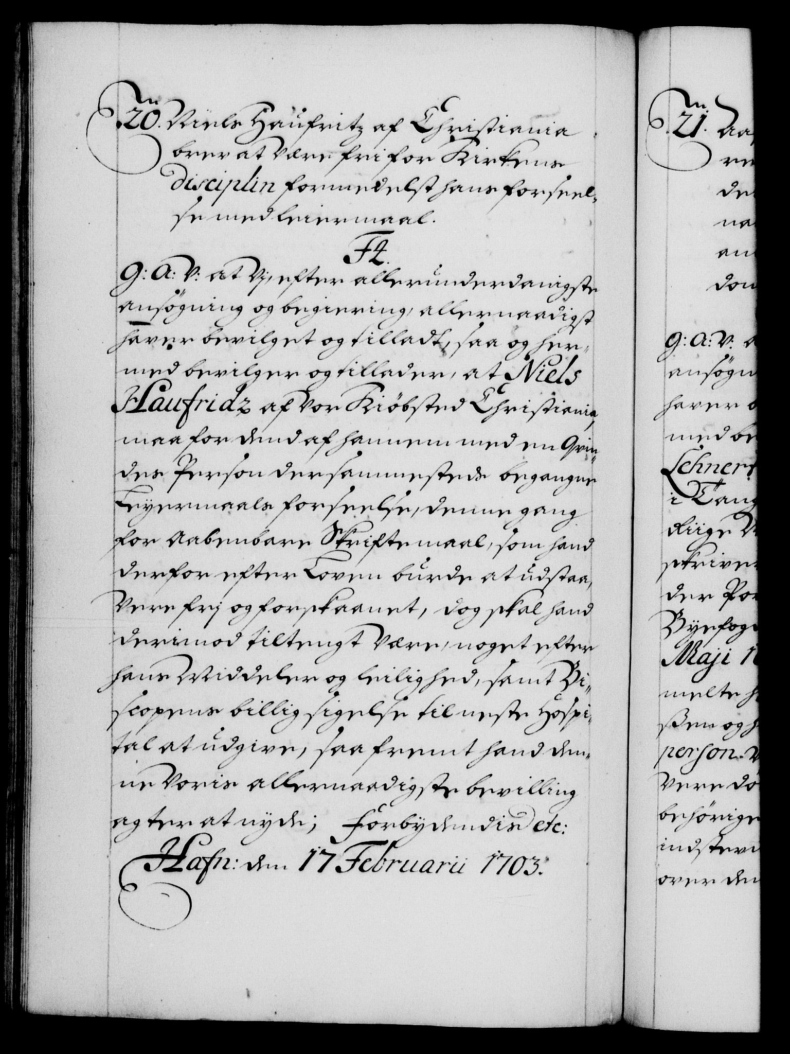 Danske Kanselli 1572-1799, AV/RA-EA-3023/F/Fc/Fca/Fcaa/L0018: Norske registre, 1699-1703, p. 450b