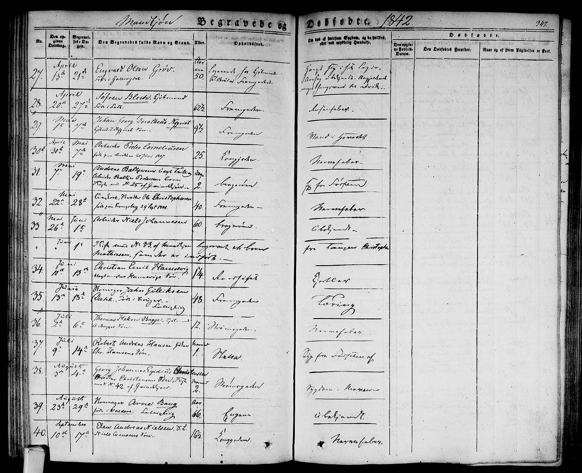 Bragernes kirkebøker, AV/SAKO-A-6/F/Fb/L0001: Parish register (official) no. II 1, 1830-1847, p. 347