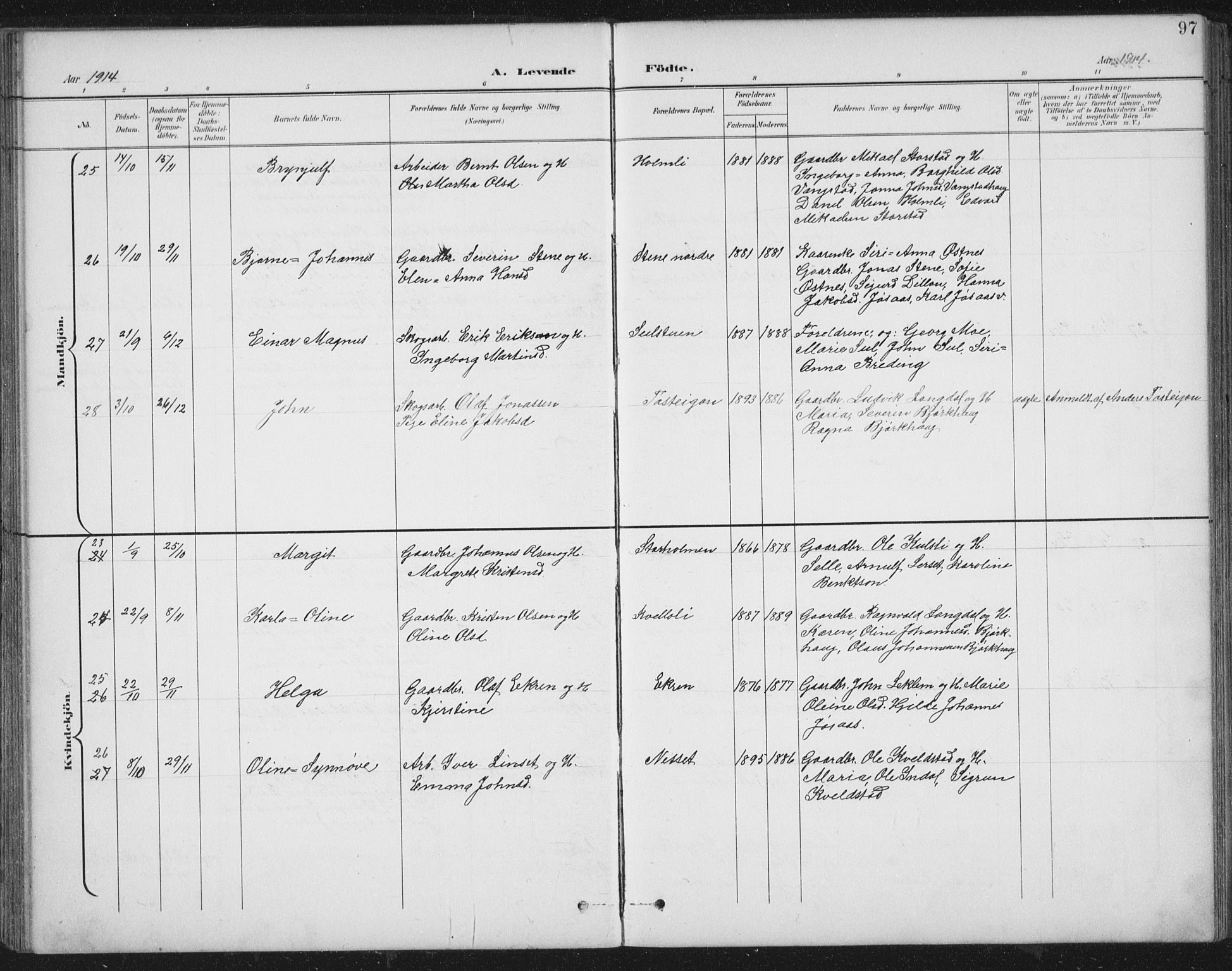 Ministerialprotokoller, klokkerbøker og fødselsregistre - Nord-Trøndelag, SAT/A-1458/724/L0269: Parish register (copy) no. 724C05, 1899-1920, p. 97