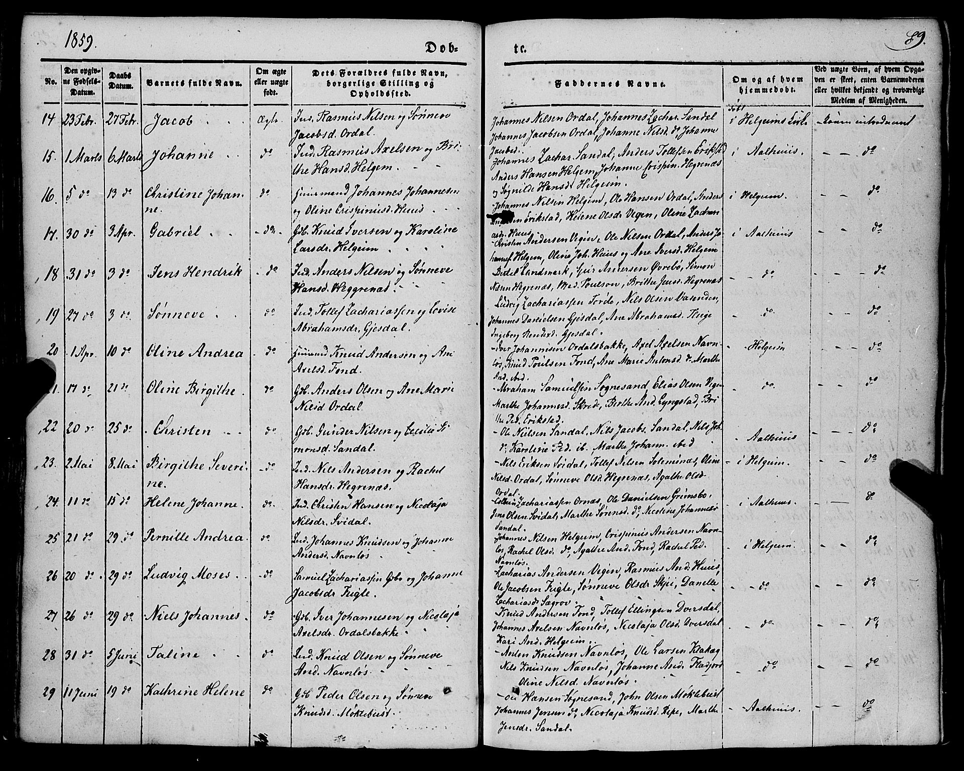 Jølster sokneprestembete, SAB/A-80701/H/Haa/Haaa/L0010: Parish register (official) no. A 10, 1847-1865, p. 89