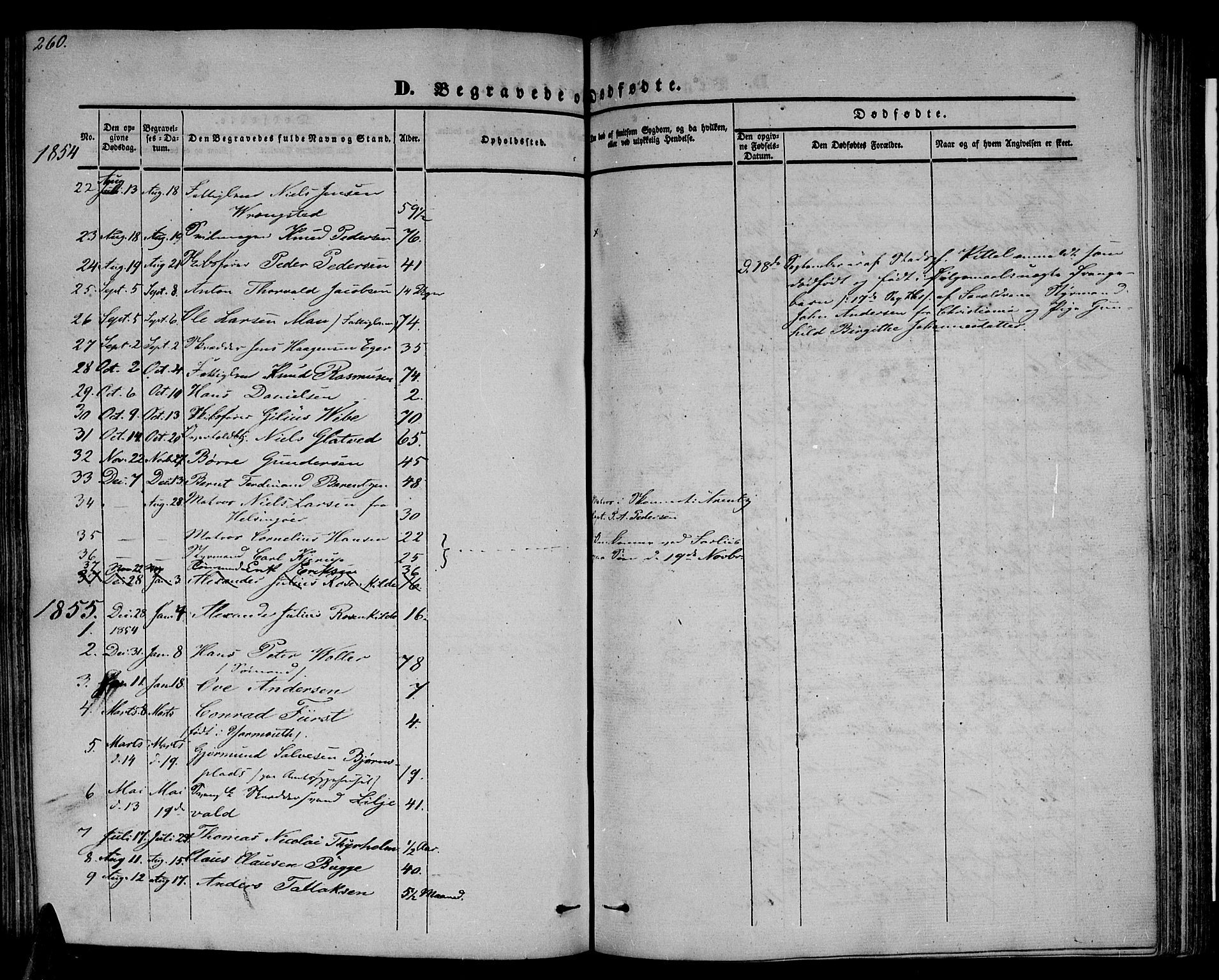 Arendal sokneprestkontor, Trefoldighet, SAK/1111-0040/F/Fb/L0002: Parish register (copy) no. B 2, 1838-1860, p. 260