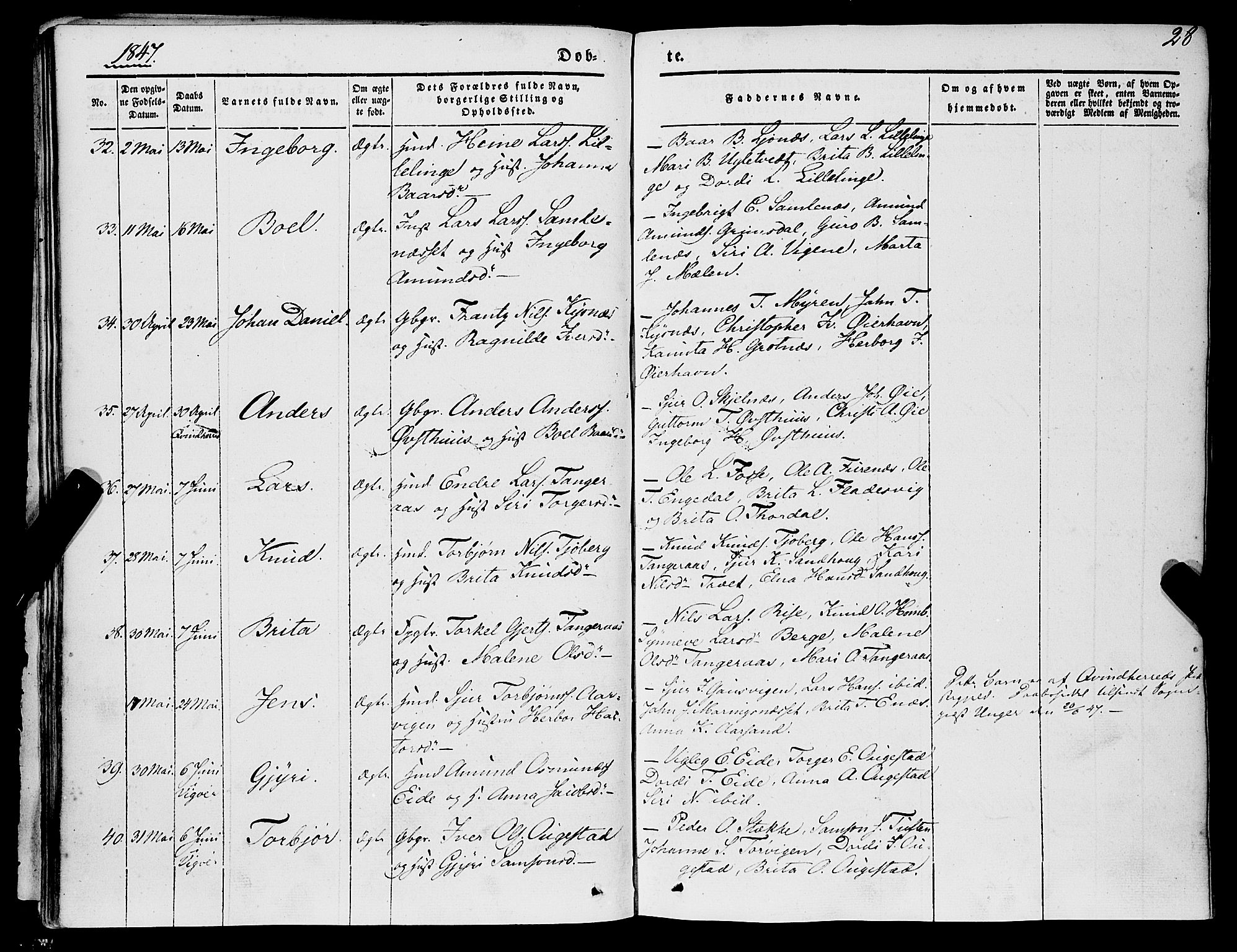 Strandebarm sokneprestembete, SAB/A-78401/H/Haa: Parish register (official) no. A 7, 1844-1872, p. 28