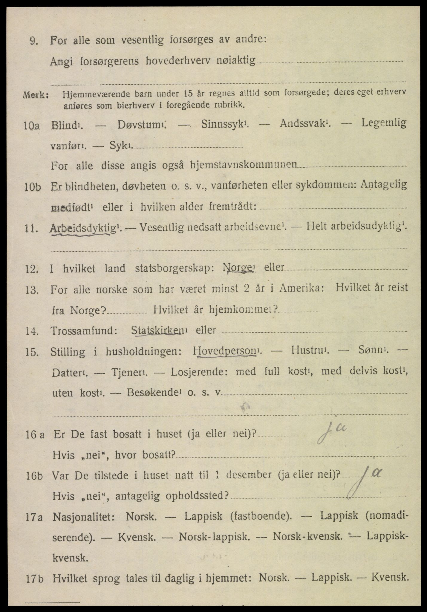 SAT, 1920 census for Kvam, 1920, p. 1582