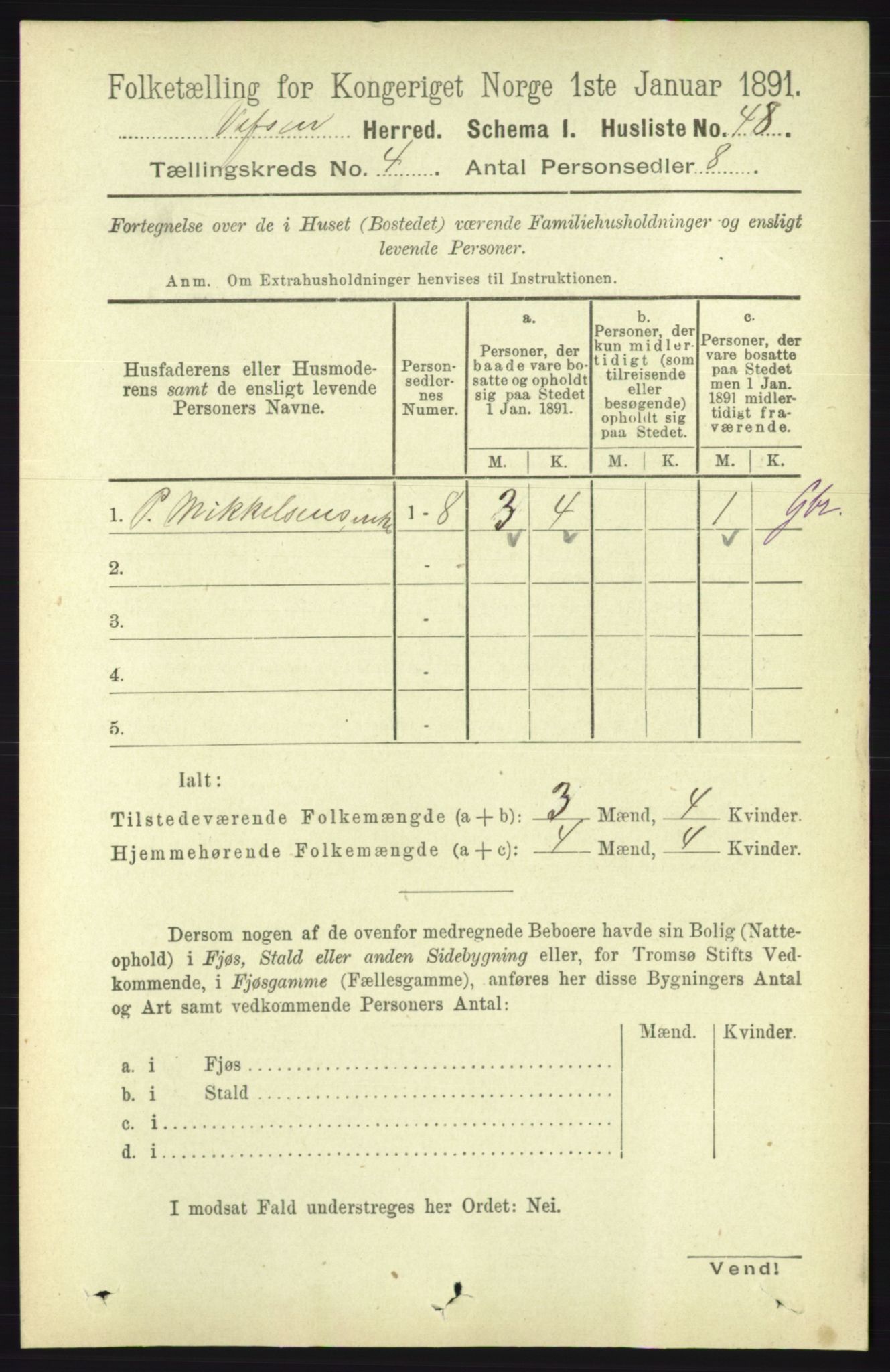 RA, 1891 census for 1824 Vefsn, 1891, p. 1610