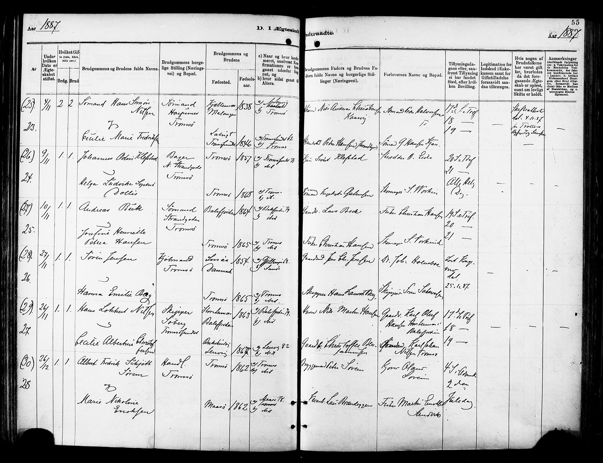 Tromsø sokneprestkontor/stiftsprosti/domprosti, SATØ/S-1343/G/Ga/L0014kirke: Parish register (official) no. 14, 1878-1888, p. 55