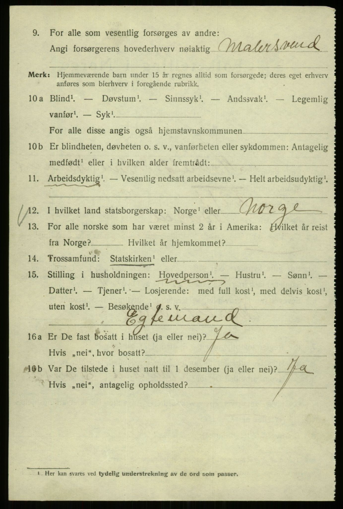 SAB, 1920 census for Bergen, 1920, p. 209276