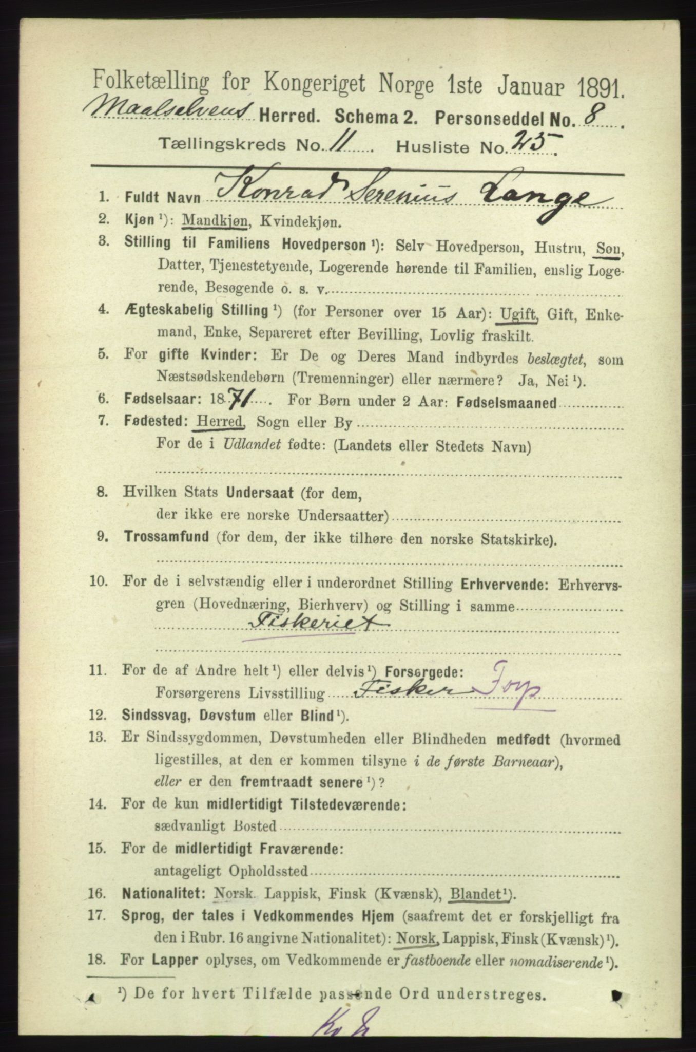 RA, 1891 census for 1924 Målselv, 1891, p. 3437